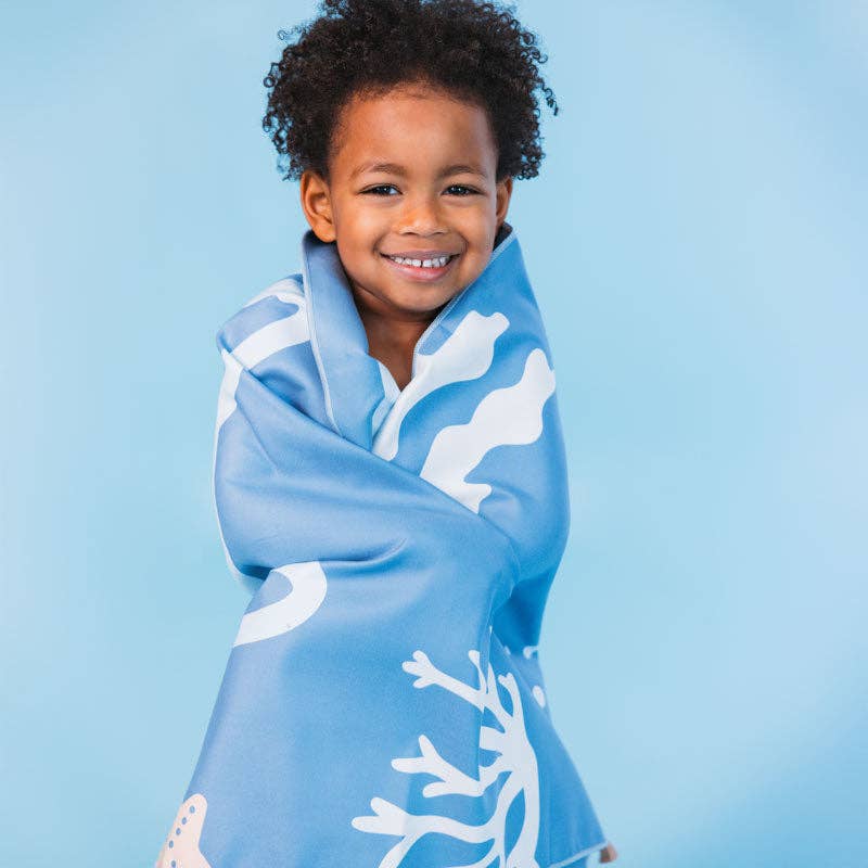 Serviette de plage en microfibre - Bleu - Coral Bliss - 135 x 65 cm
