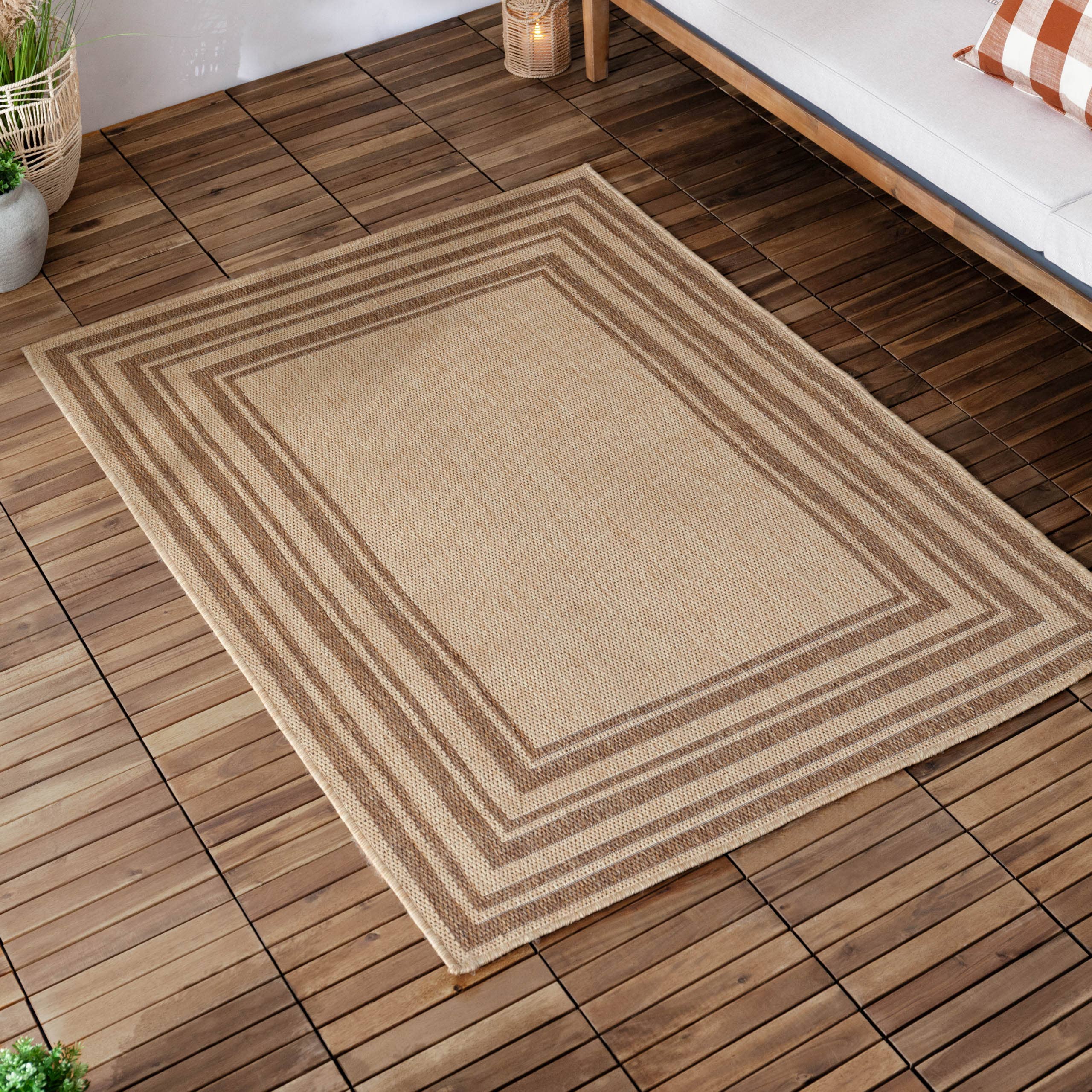 Tapis d'intérieur/extérieur effet jute Camber Naturel: Naturel / 120 x 170 cm
