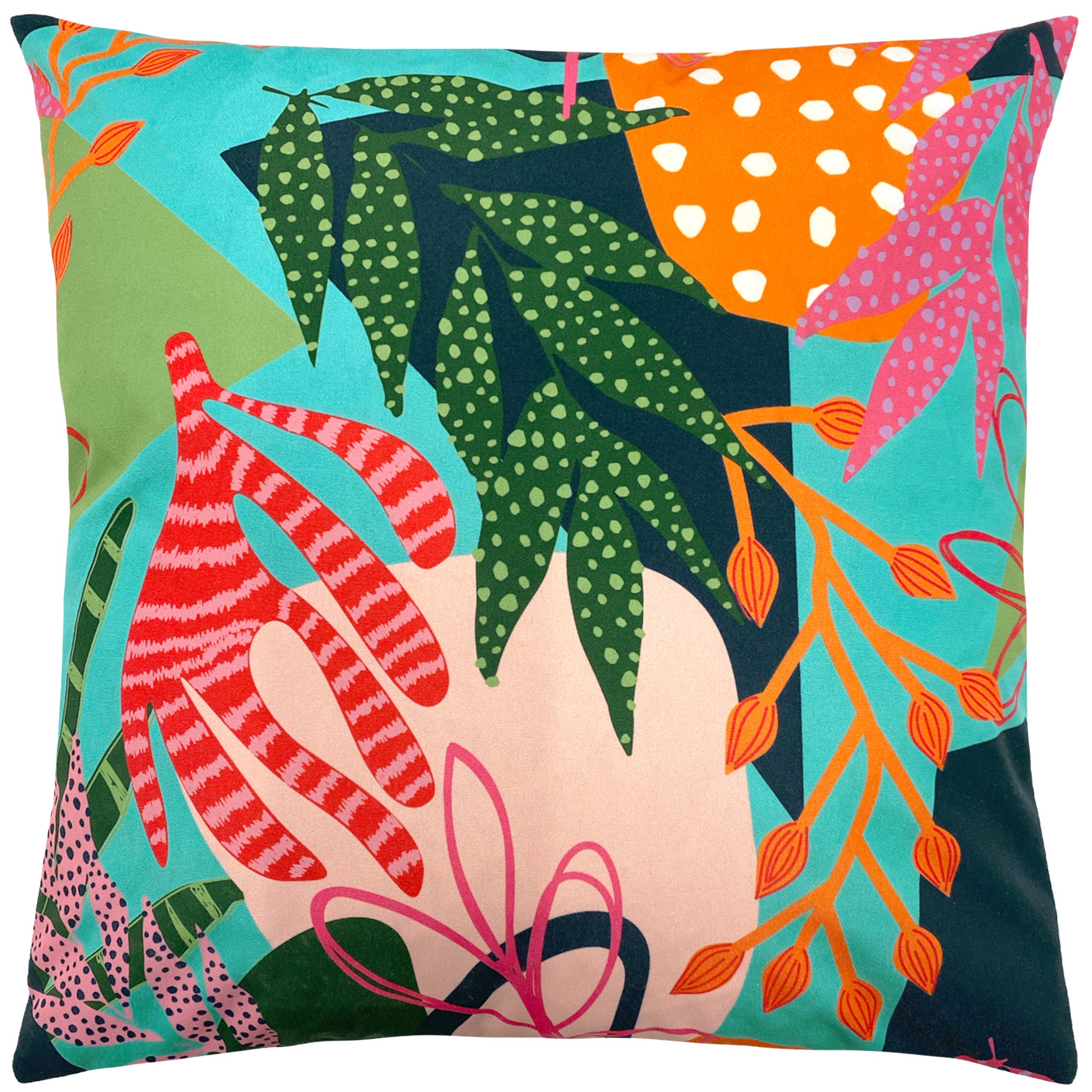 Coussin d’extérieur Coralina aqua/rose: Aqua/Rose / Polyester / 43 x 43 cm