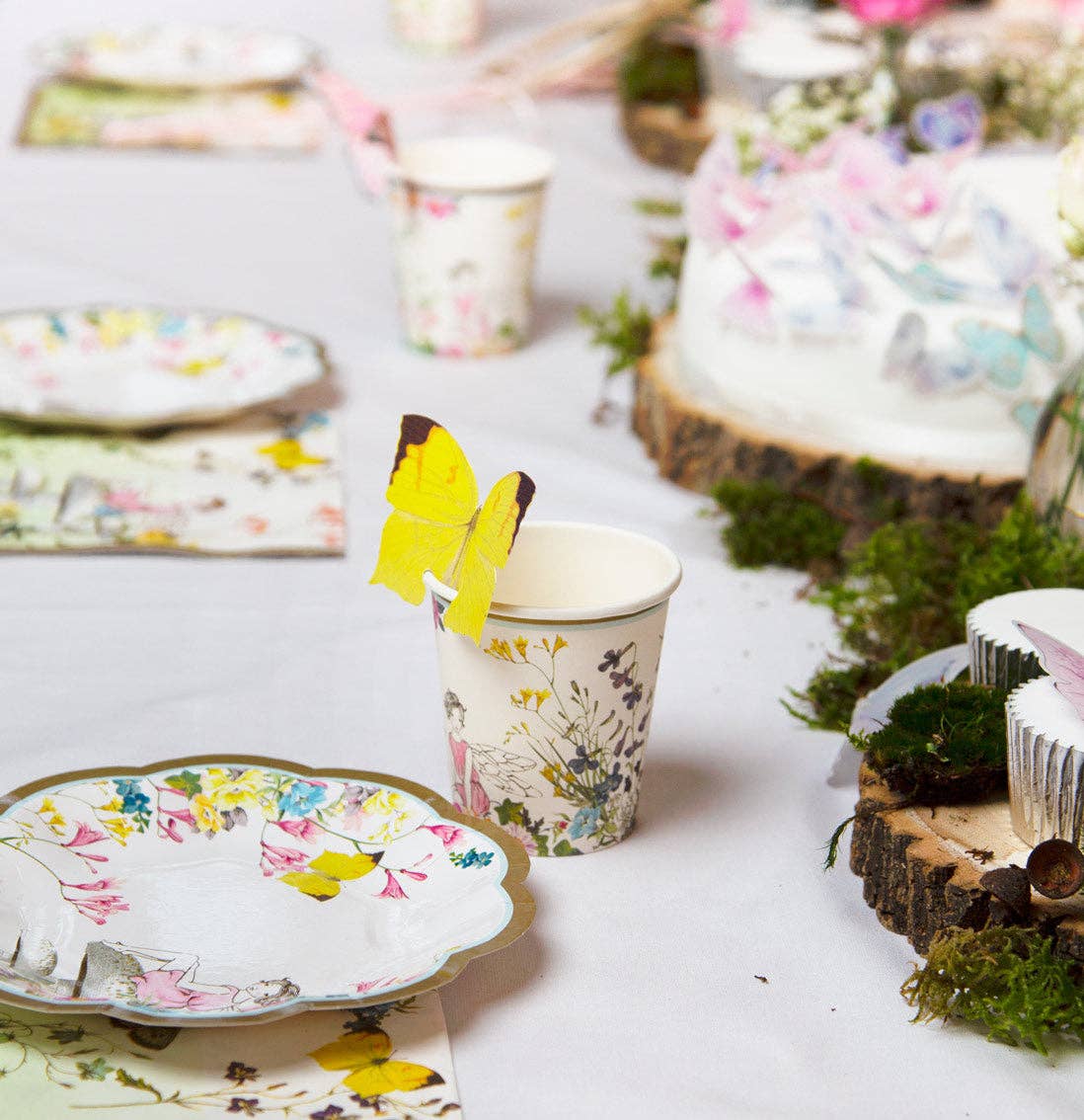 Gobelets en carton Truly Fairy avec motif papillon, paquet de 12