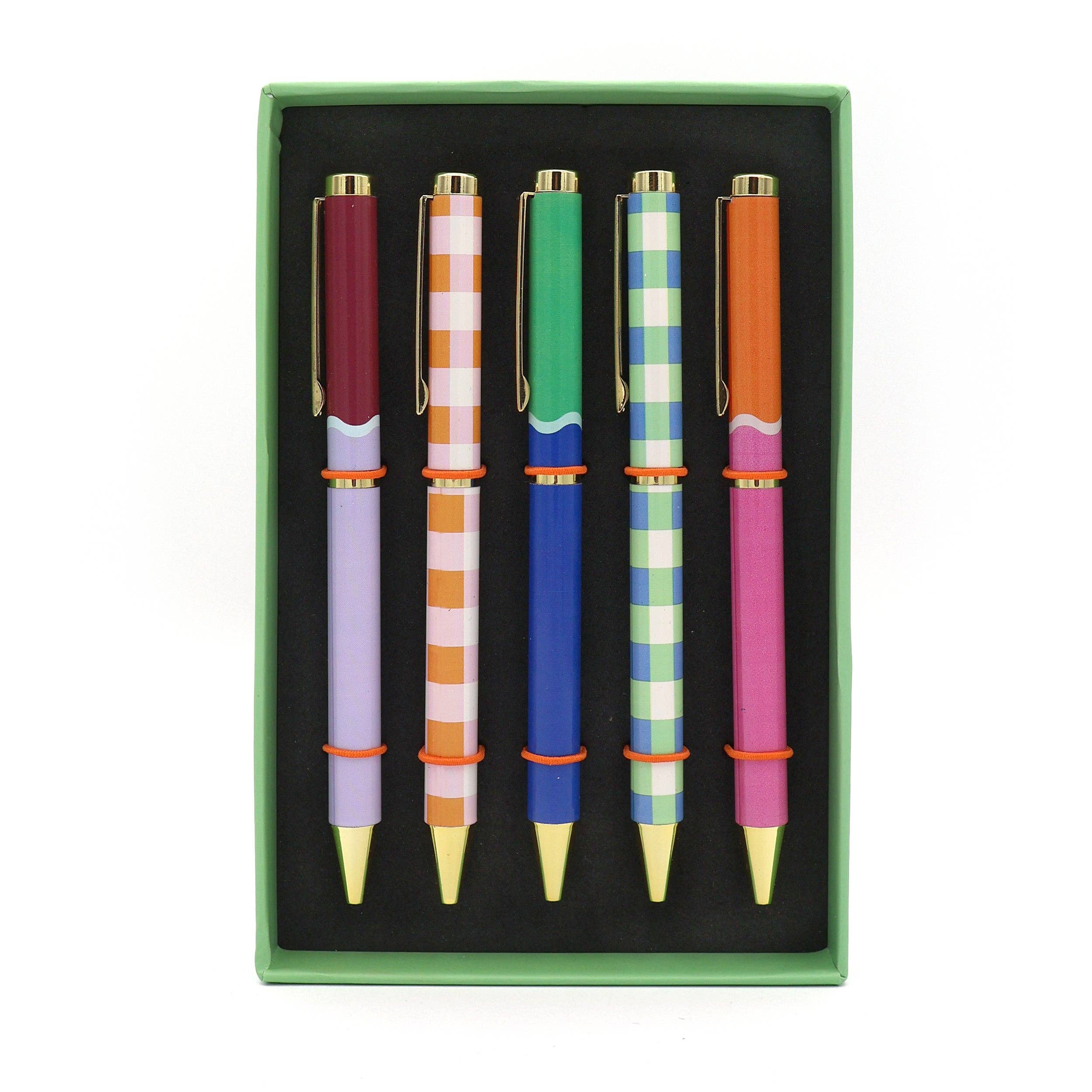 Ensemble de 5 stylos à bille designs variés Saje en boîte cadeau
