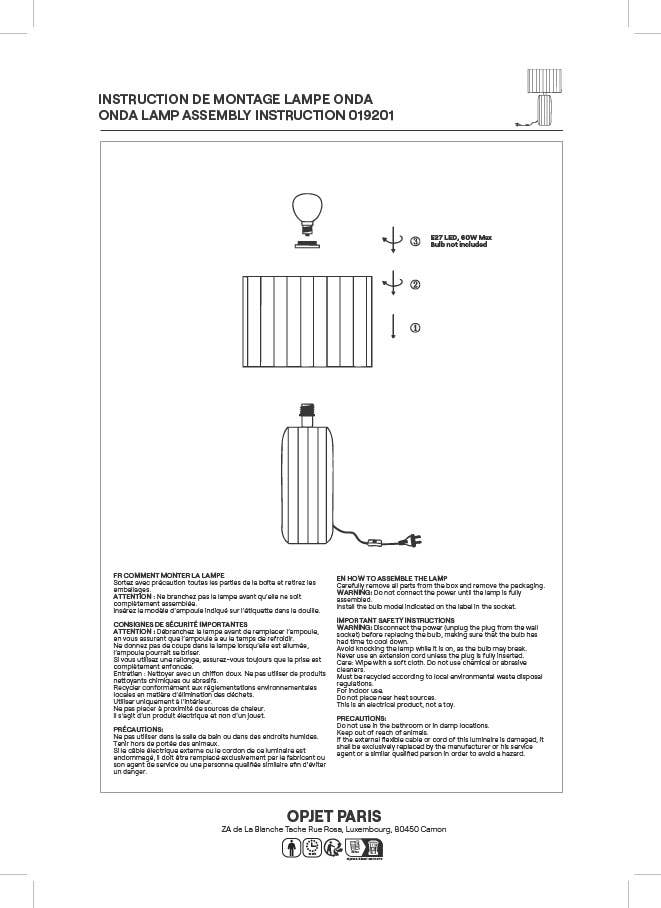 Lamp Onda D25 5 H43cm