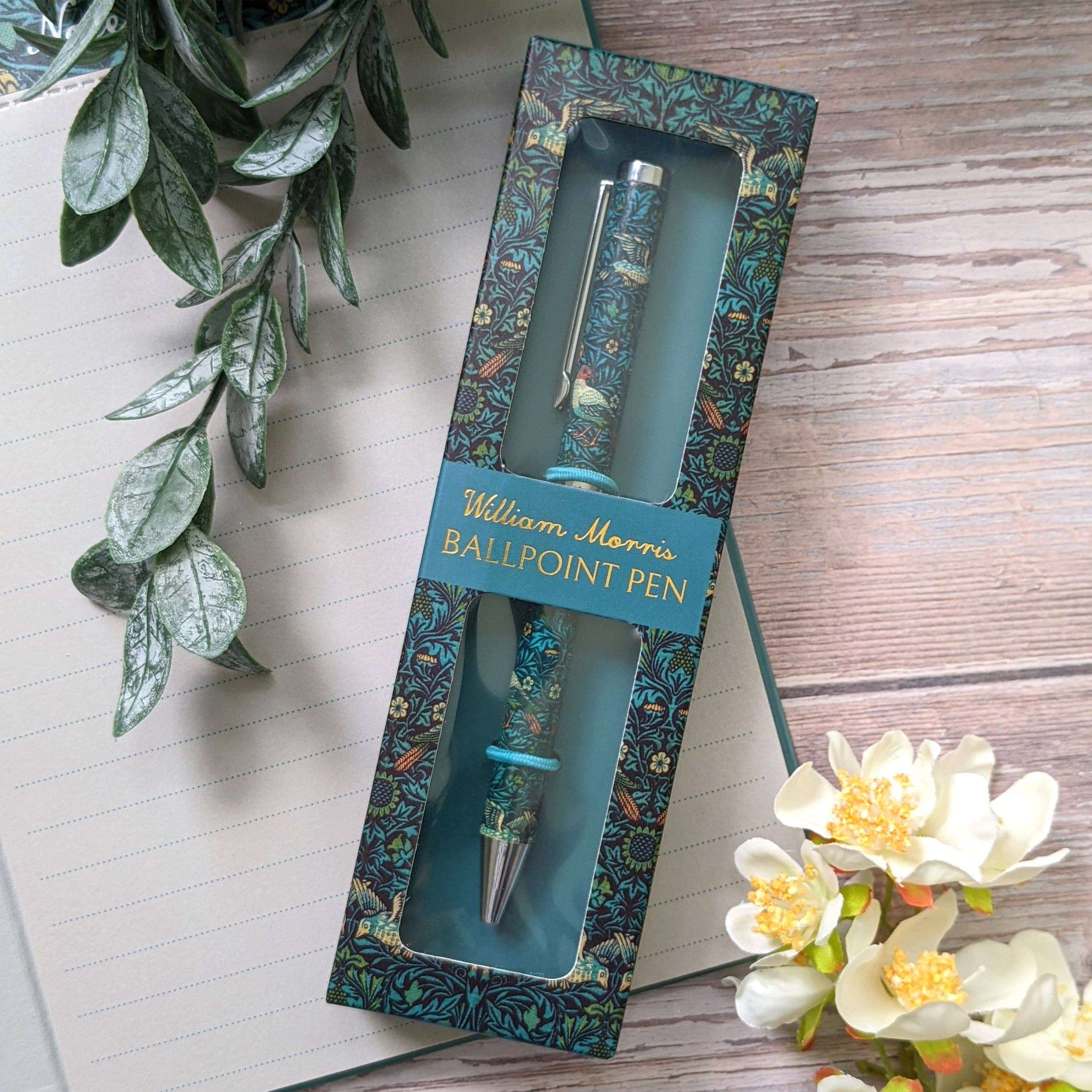 Stylo à bille William Morris Birds dans une boîte cadeau