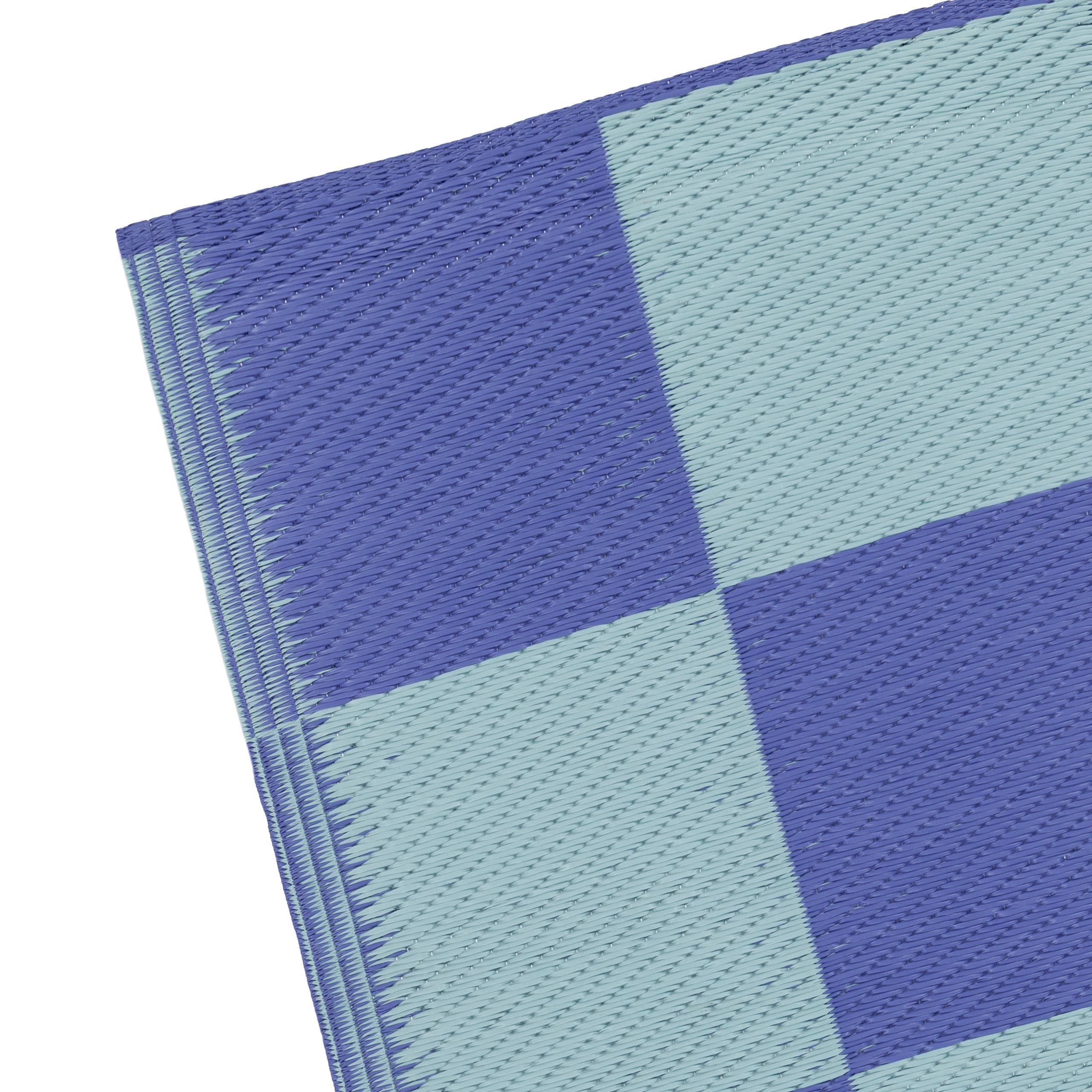 Tapis d’extérieur à damier 120 x 180 cm 100 % recyclé bleu: Bleu / 120 x 180 cm