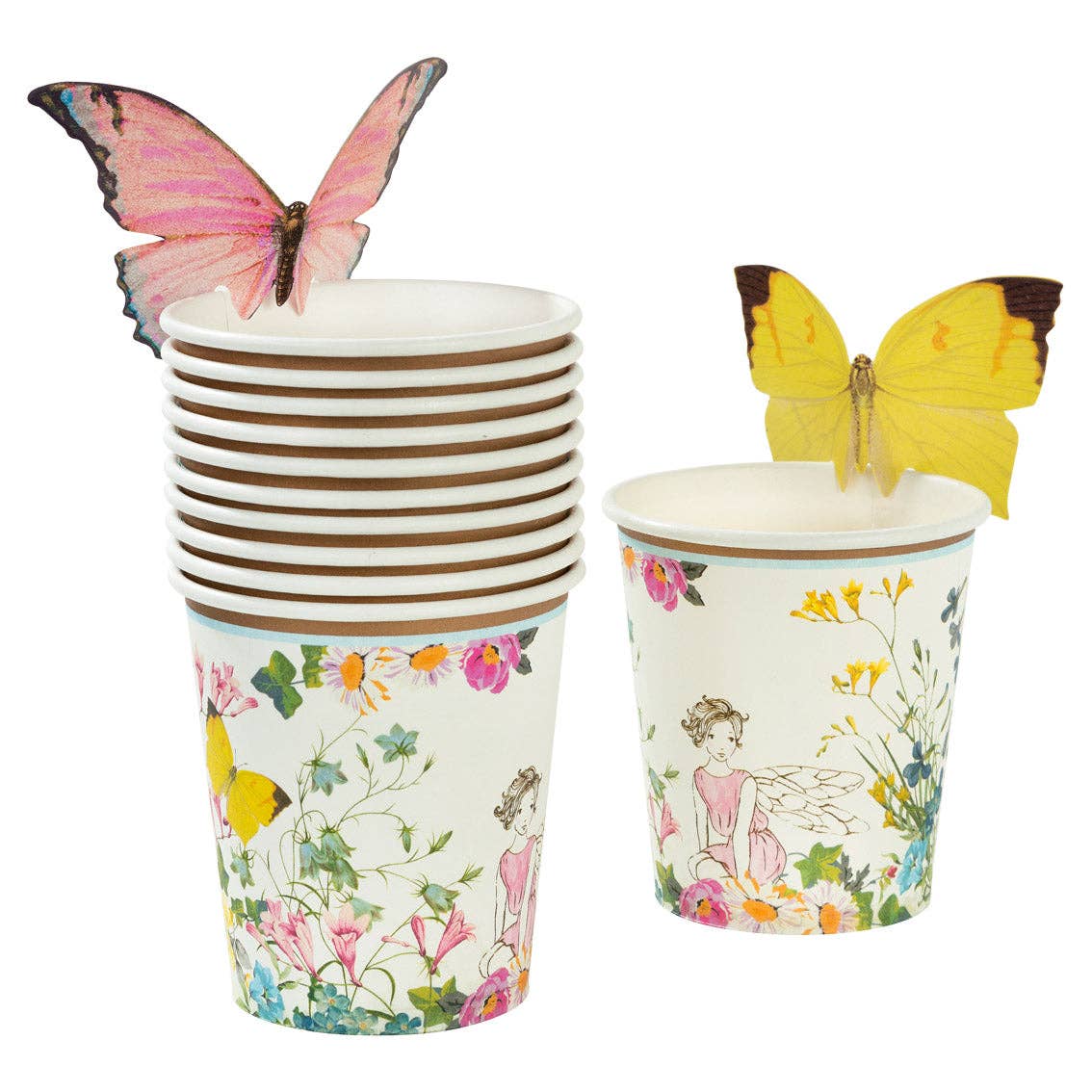 Gobelets en carton Truly Fairy avec motif papillon, paquet de 12