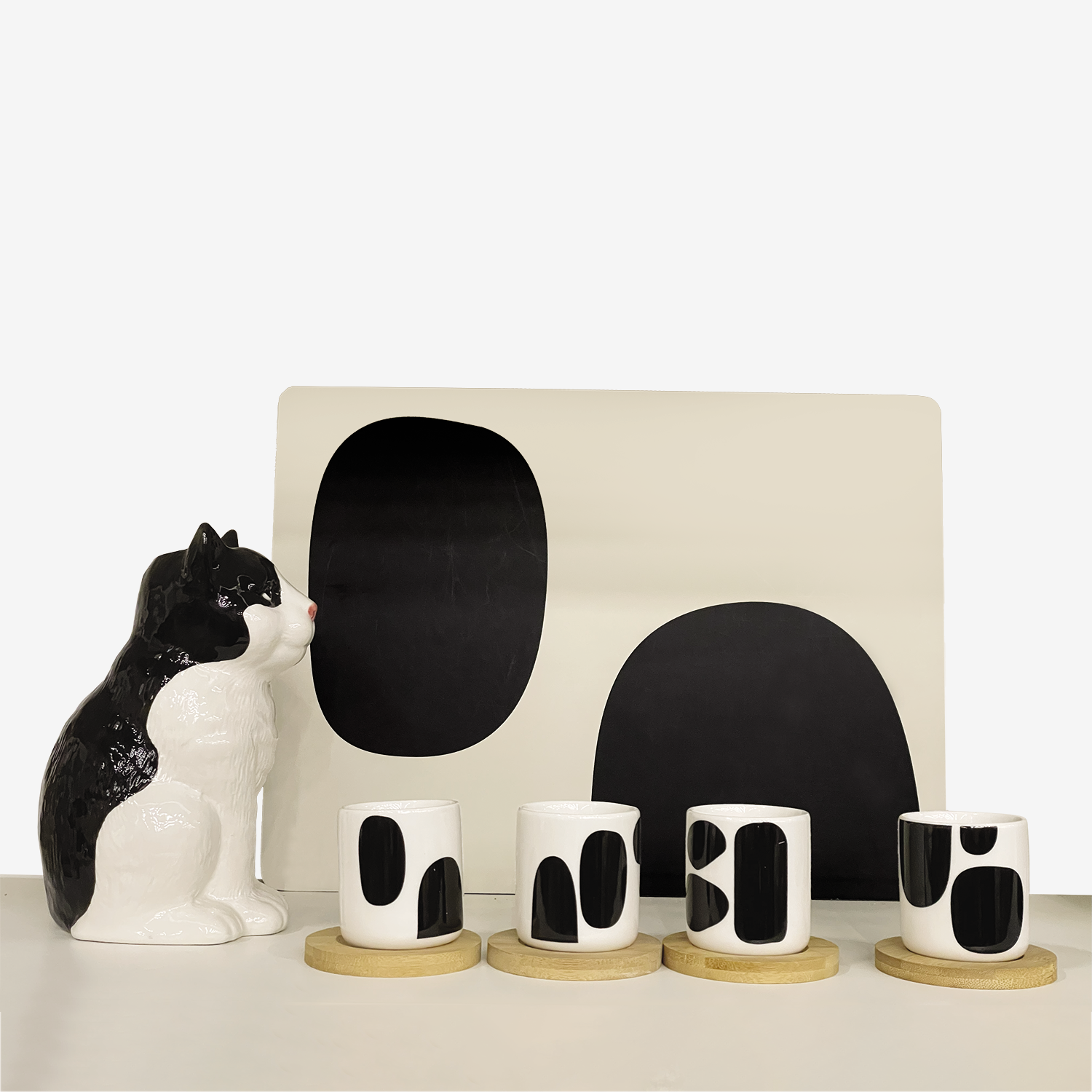 Set of table rectangle Rigide Découpage black 30x40cm: Black