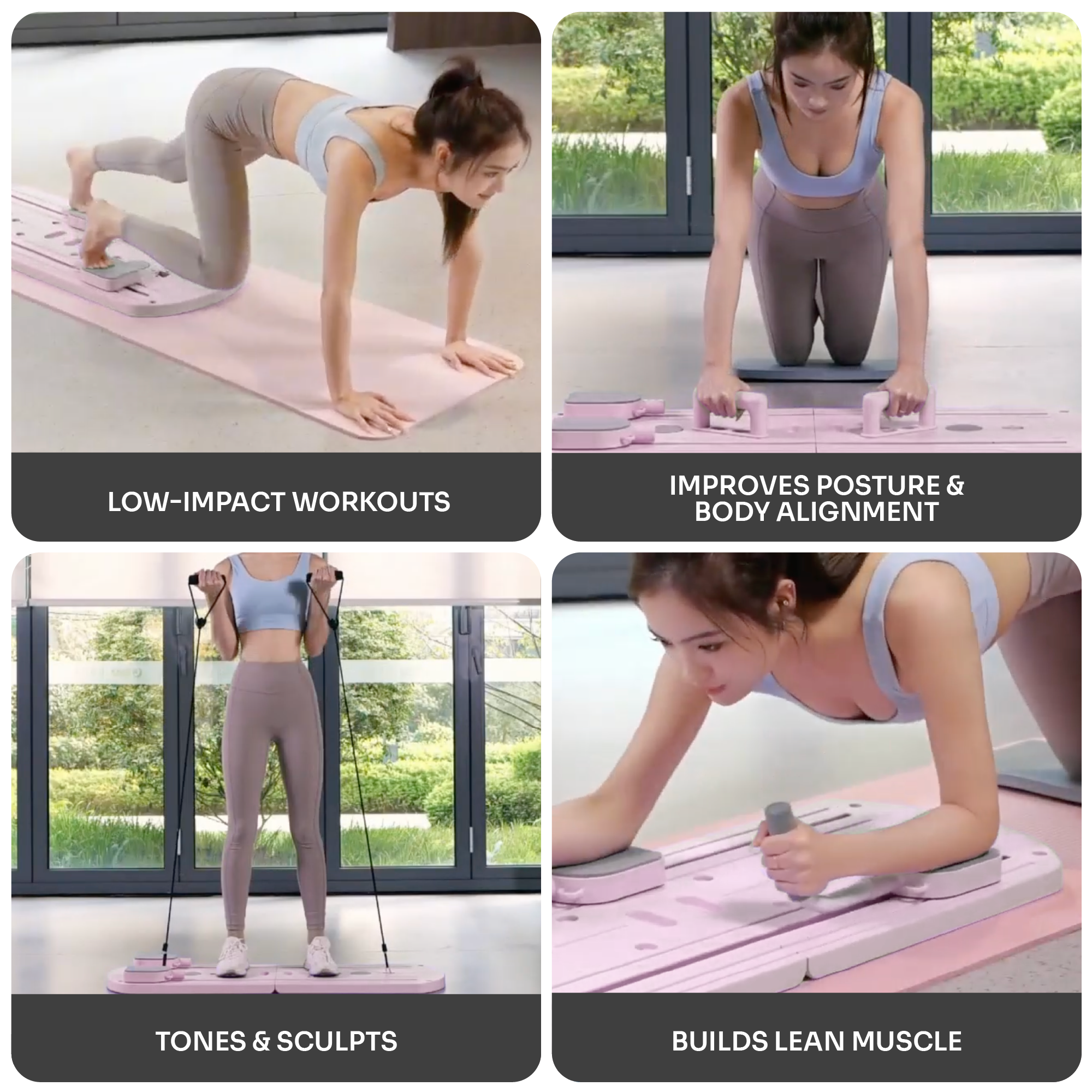 Ensemble Réformateur Pilates Portable – Solution d'Entraînement Complet à Domicile: Rose poussiéreux
