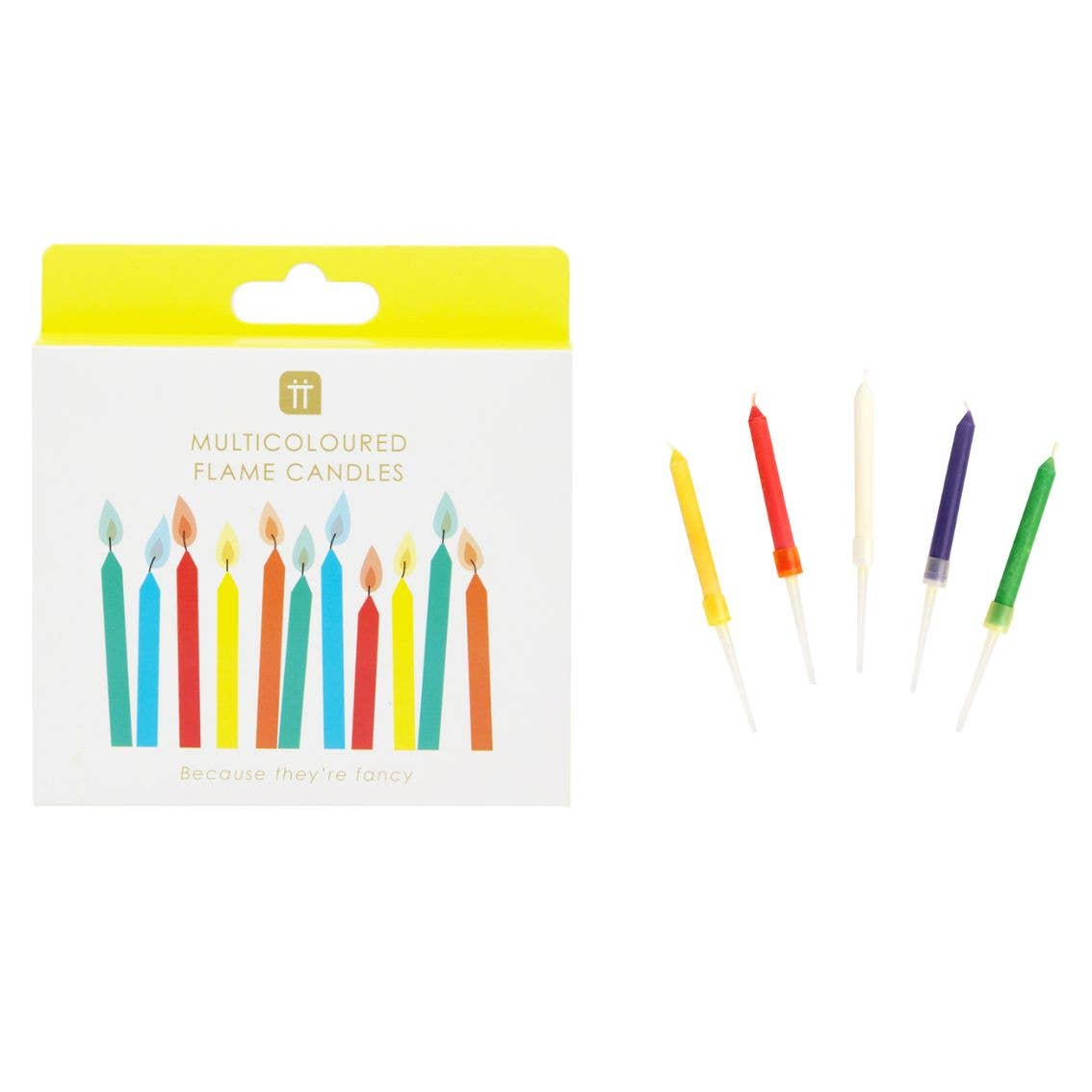Bougies d'anniversaire à flammes colorées - lot de 12