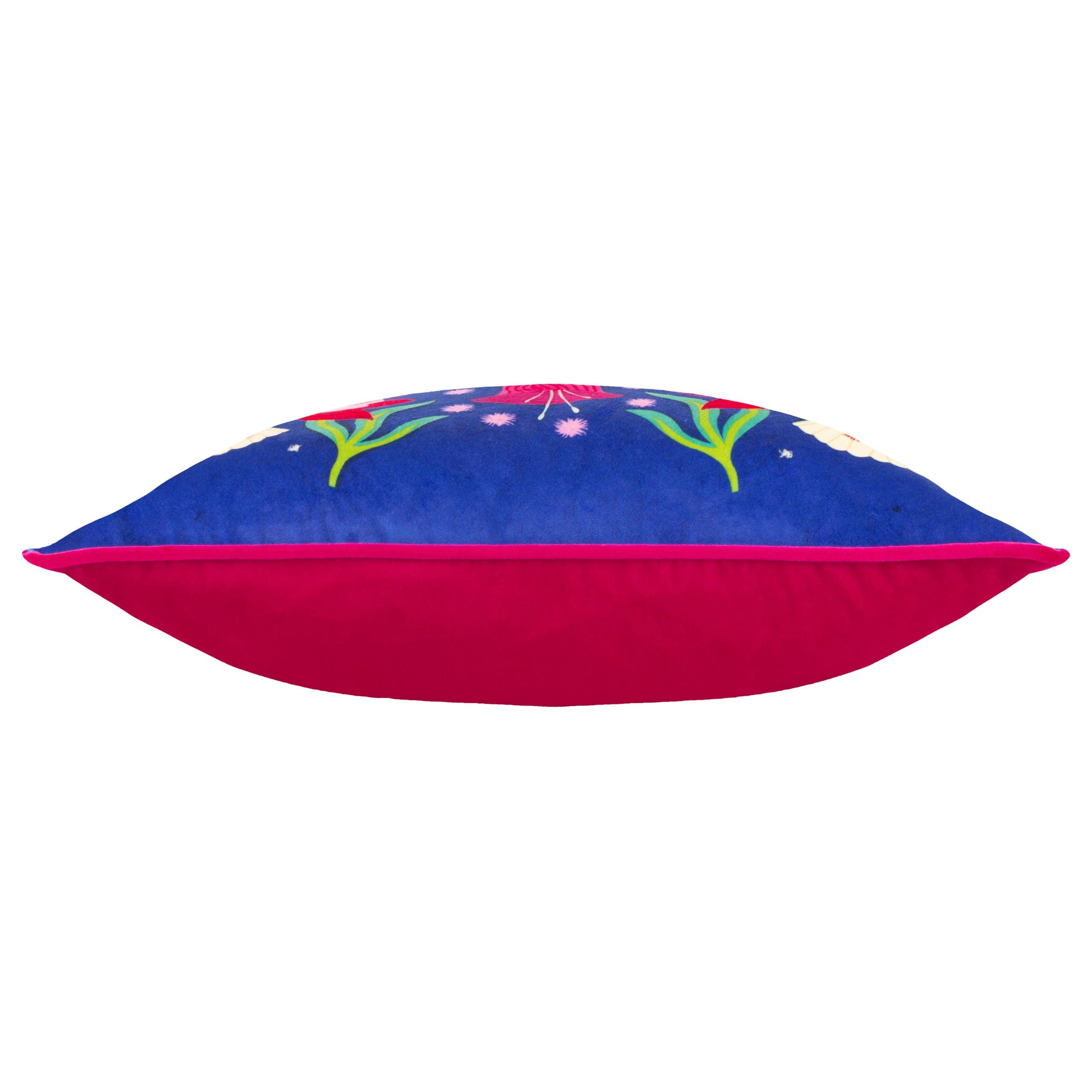 Coussin illustré Fiesta Folk Cobalt: Cobalt / Garni en polyester / 43 x 43 cm