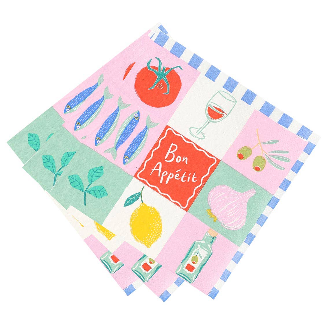 Serviettes en papier recyclé Bon Appétit - Pack de 20 | Décoration d'été |