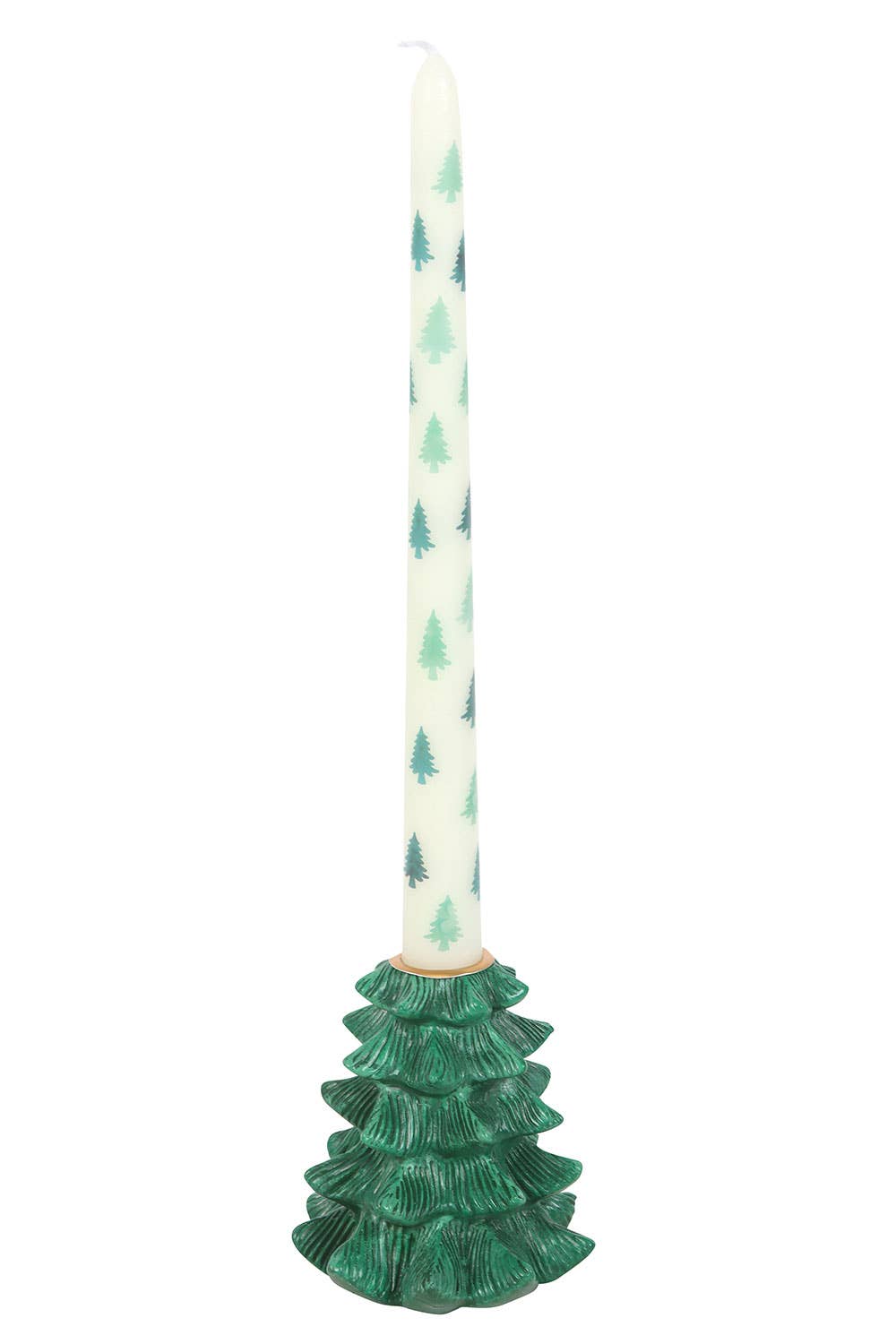 Porte-bougie de Noël en sapin vert avec bougie effilée