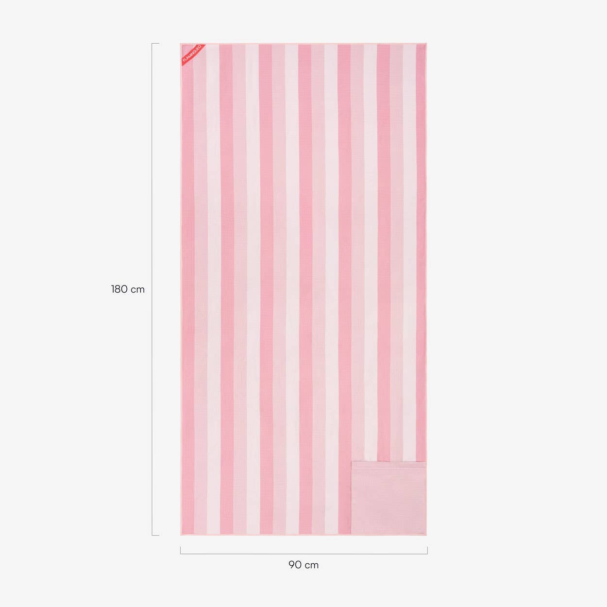 Serviette de plage rose en microfibre avec des aimants