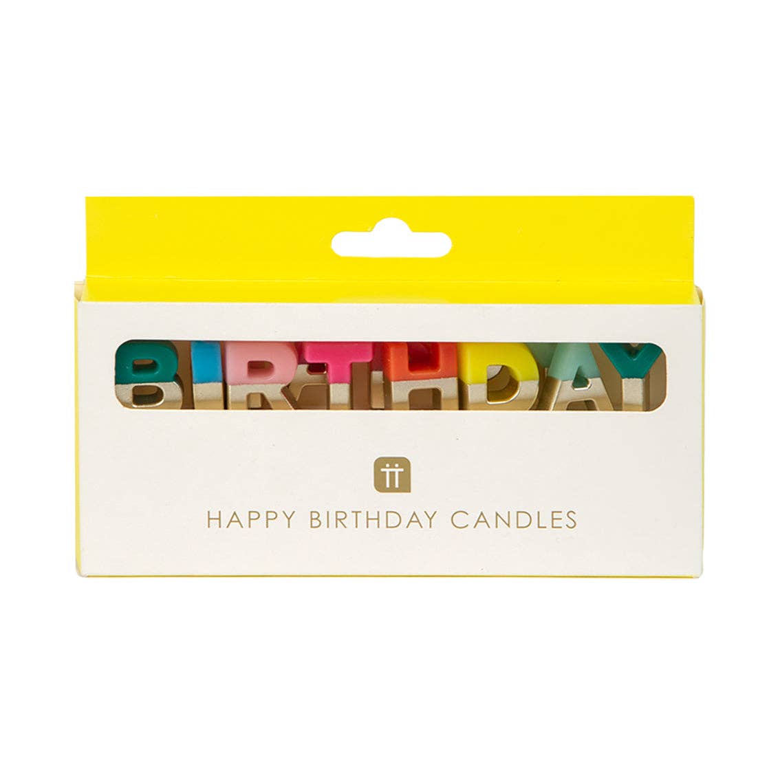 Bougies lettres arc-en-ciel « Joyeux anniversaire »