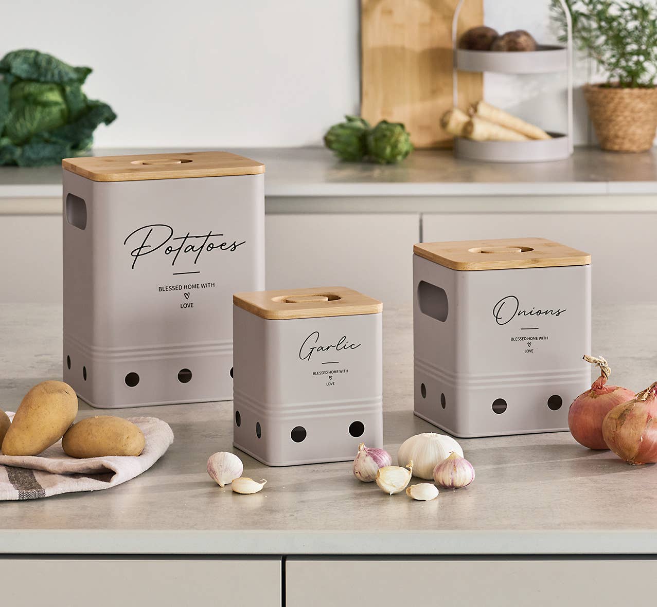 Boîte de conservation "Potatoes" avec couvercle en bambou, 5100 ml FSC 100 %