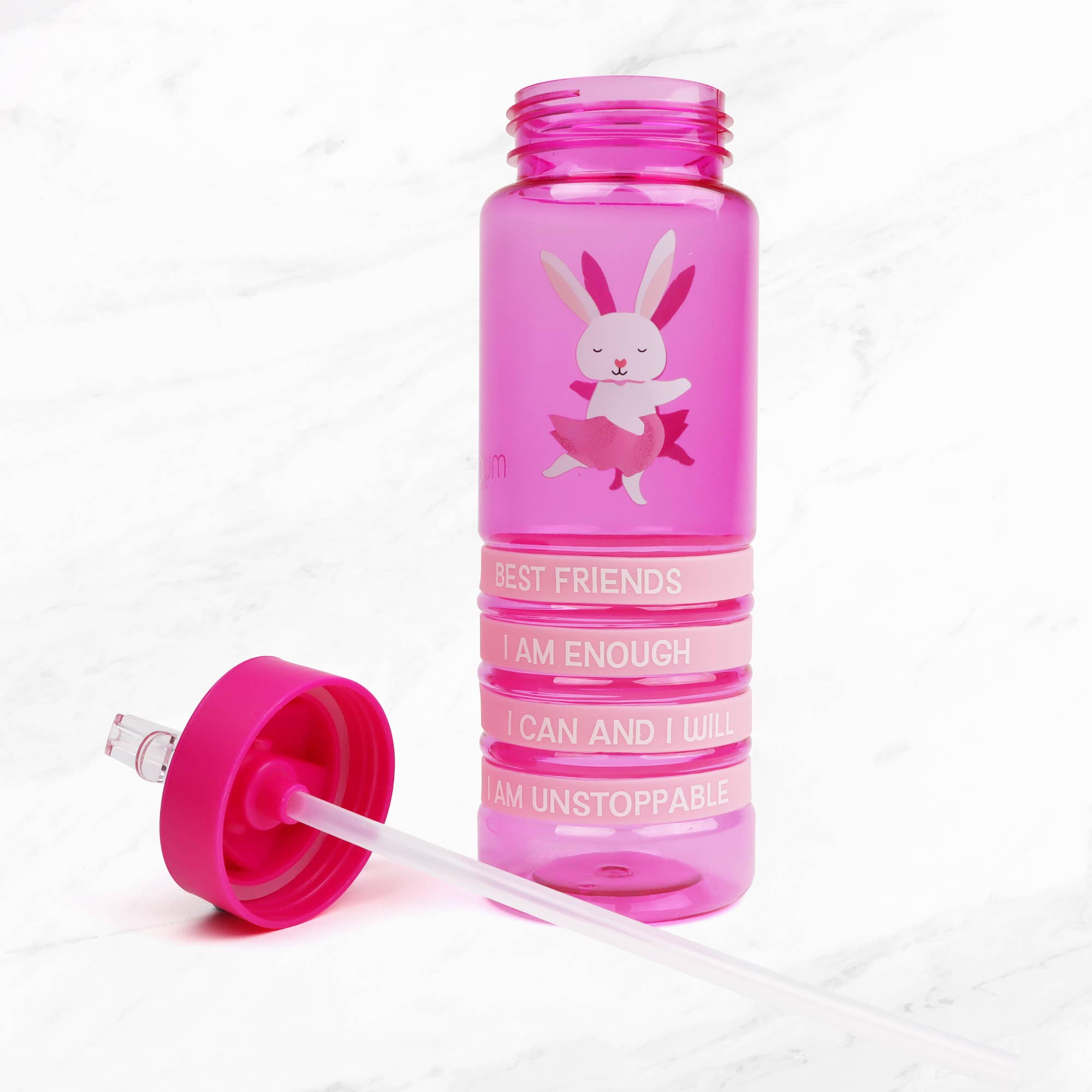 Gourde enfant lapin positive avec bracelets en silicone