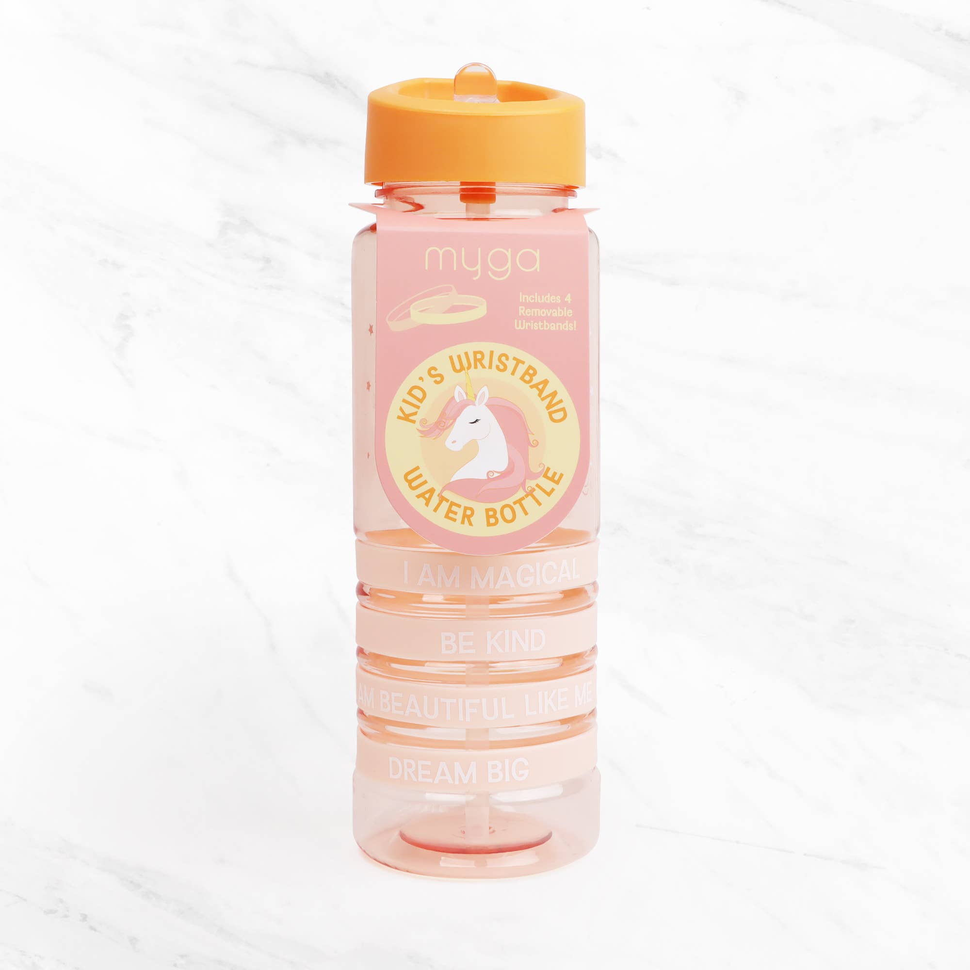 Bouteilles d'eau pour enfants avec licorne et bracelets de positivité