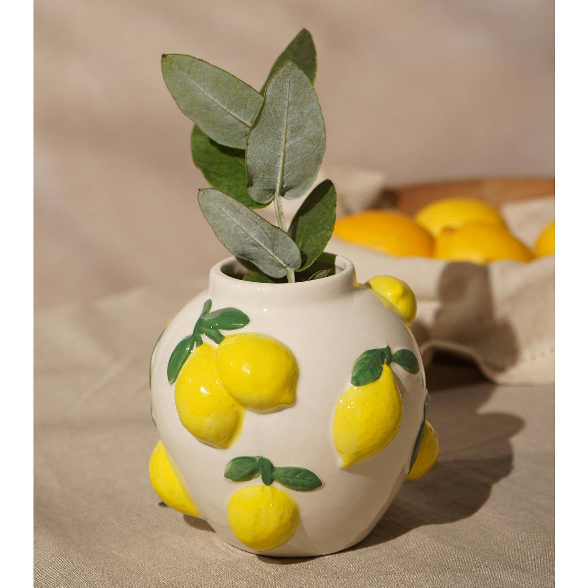 Vase Blanc Hestia 12cm Avec Citrons