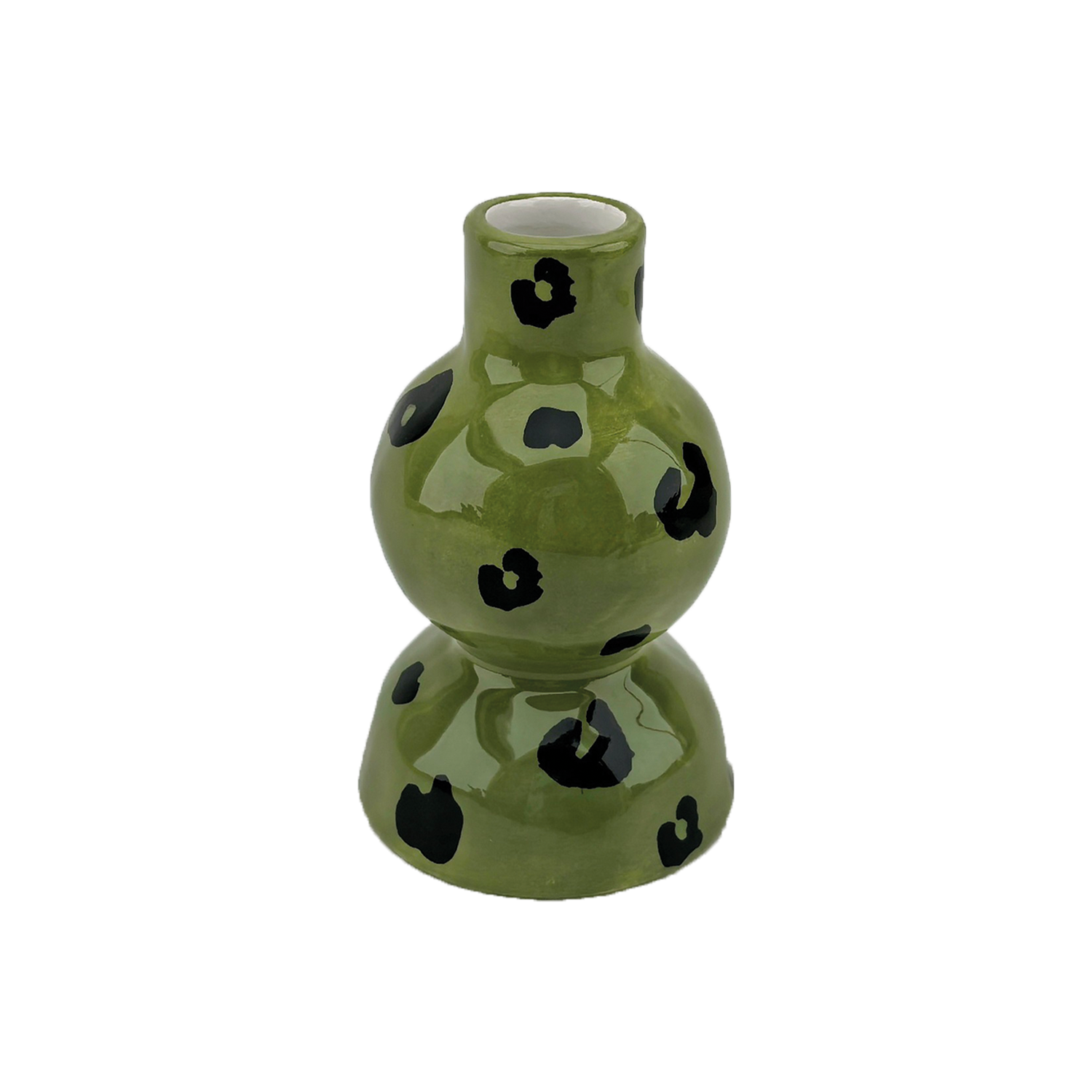 Bud vase organic leopard khaki D8 H12 5cm