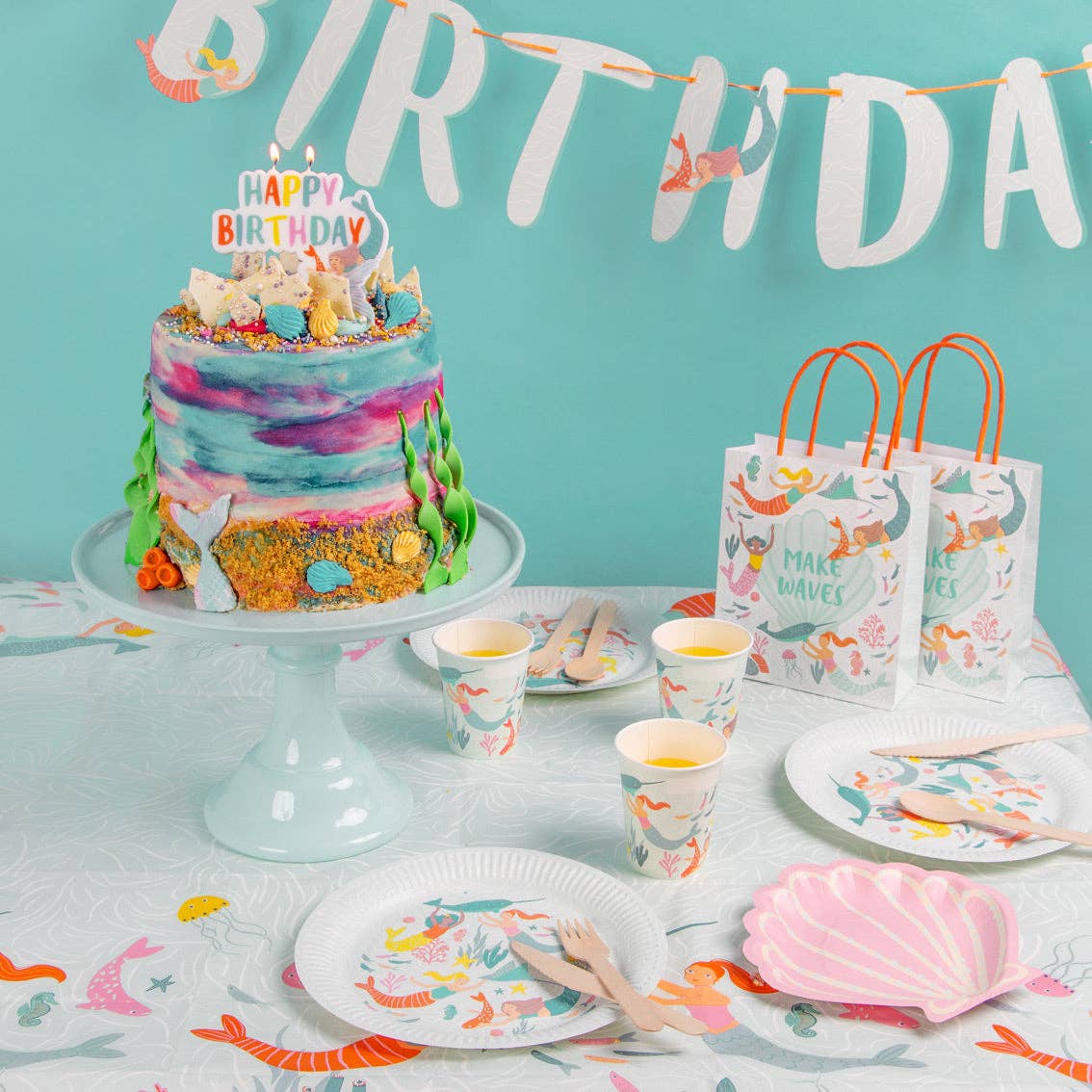 Guirlande de joyeux anniversaire en forme de sirène | 3 m |