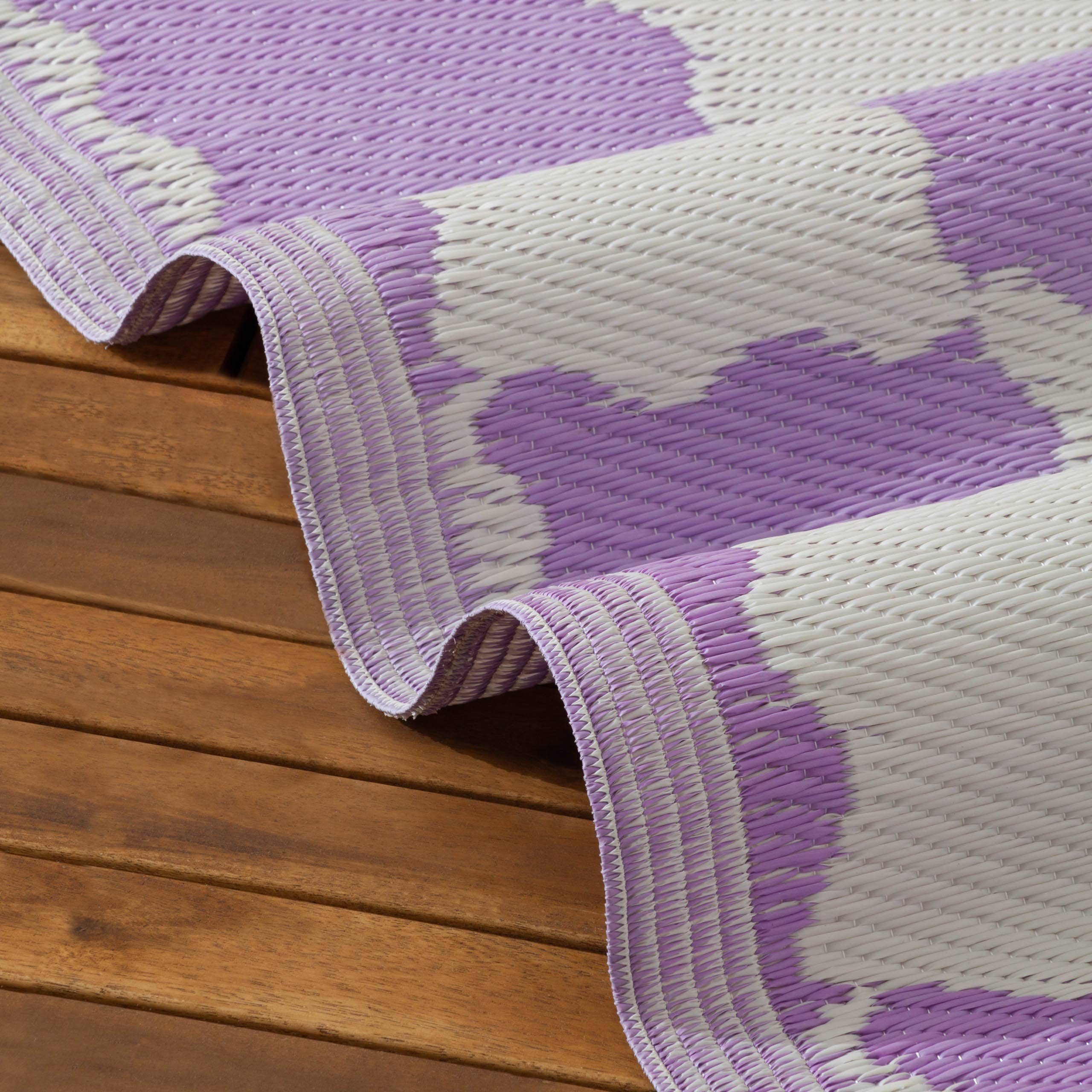 Tapis intérieur/extérieur Check 100 % recyclé, lilas: Lilas / 120 x 180 cm