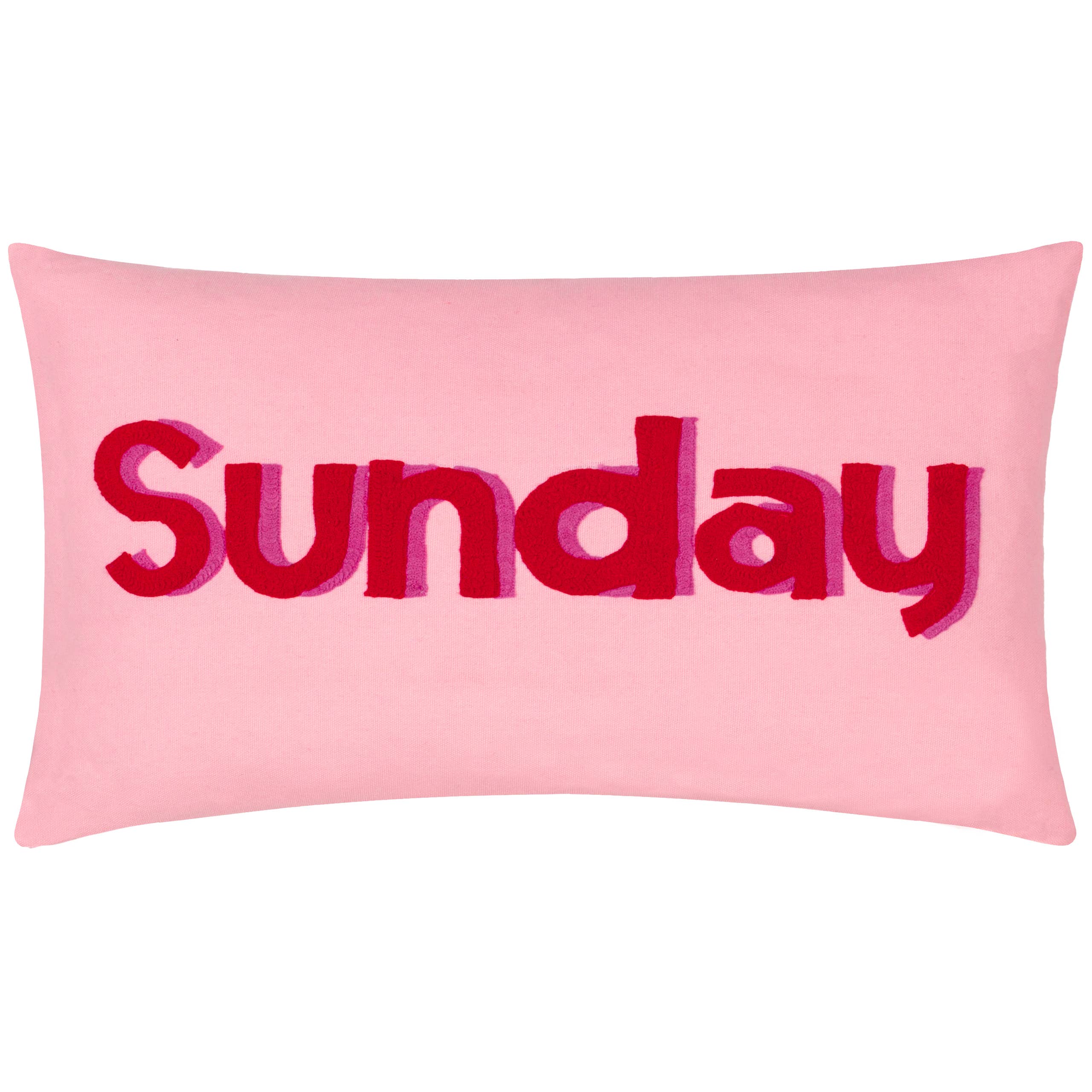 Coussin brodé Sunday rose: Rose / Garni en polyester / 30 x 50 cm