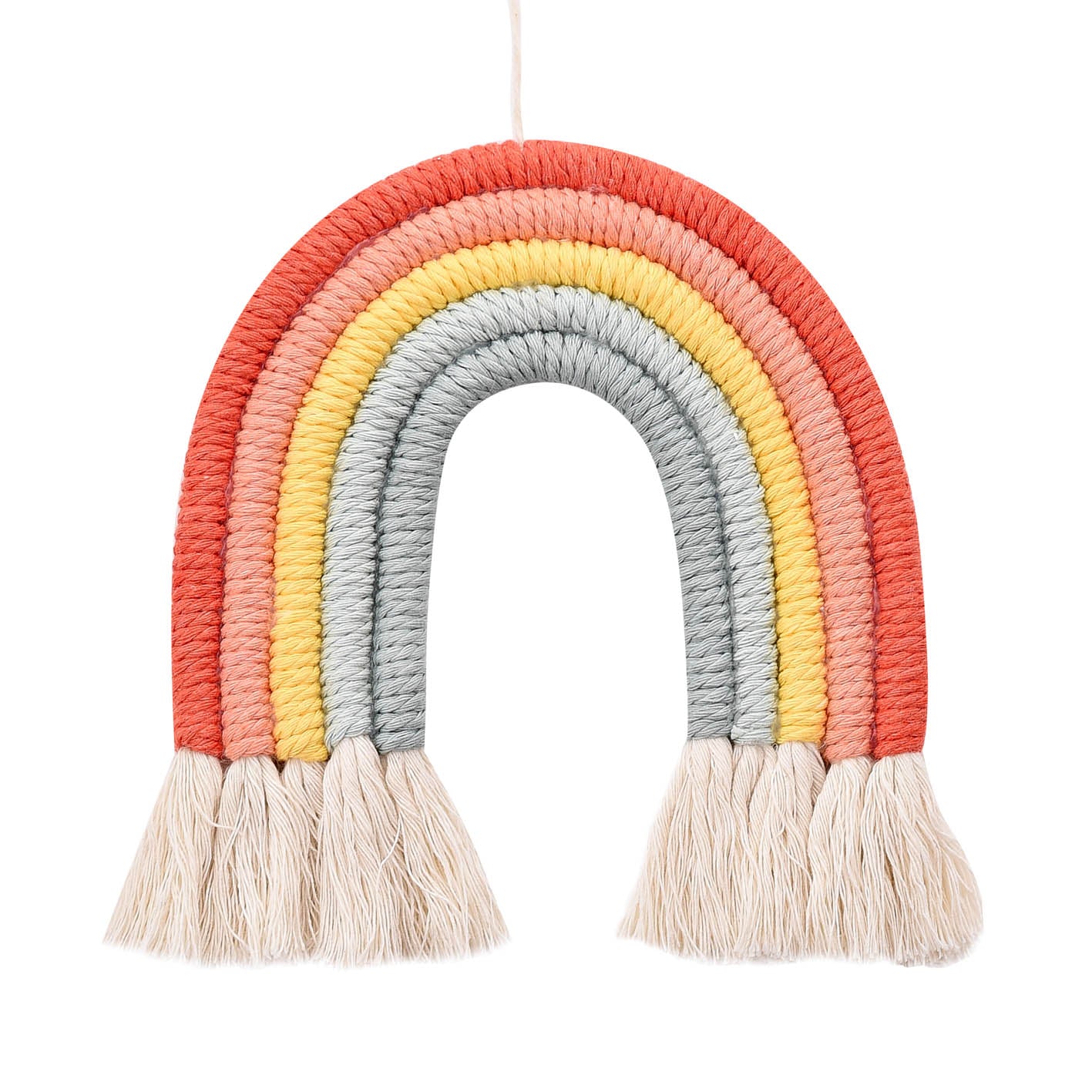 Ornement mural en macramé - Motif Arc-en-ciel