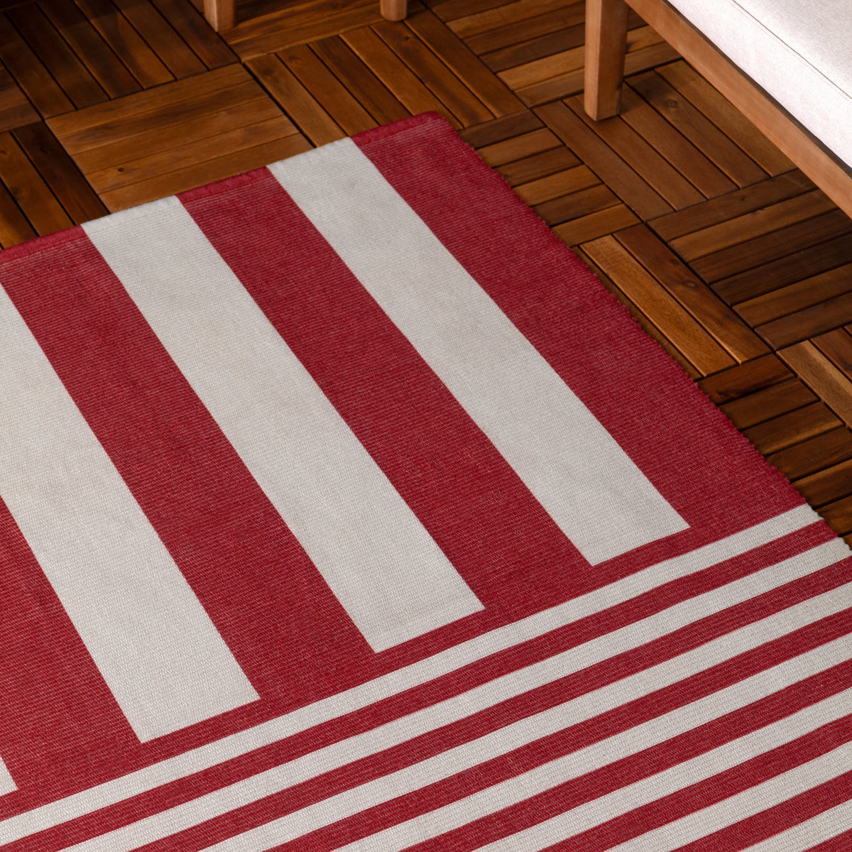 Tapis d'extérieur – Deck Stripe / – White / Red – 120  ×  170cm