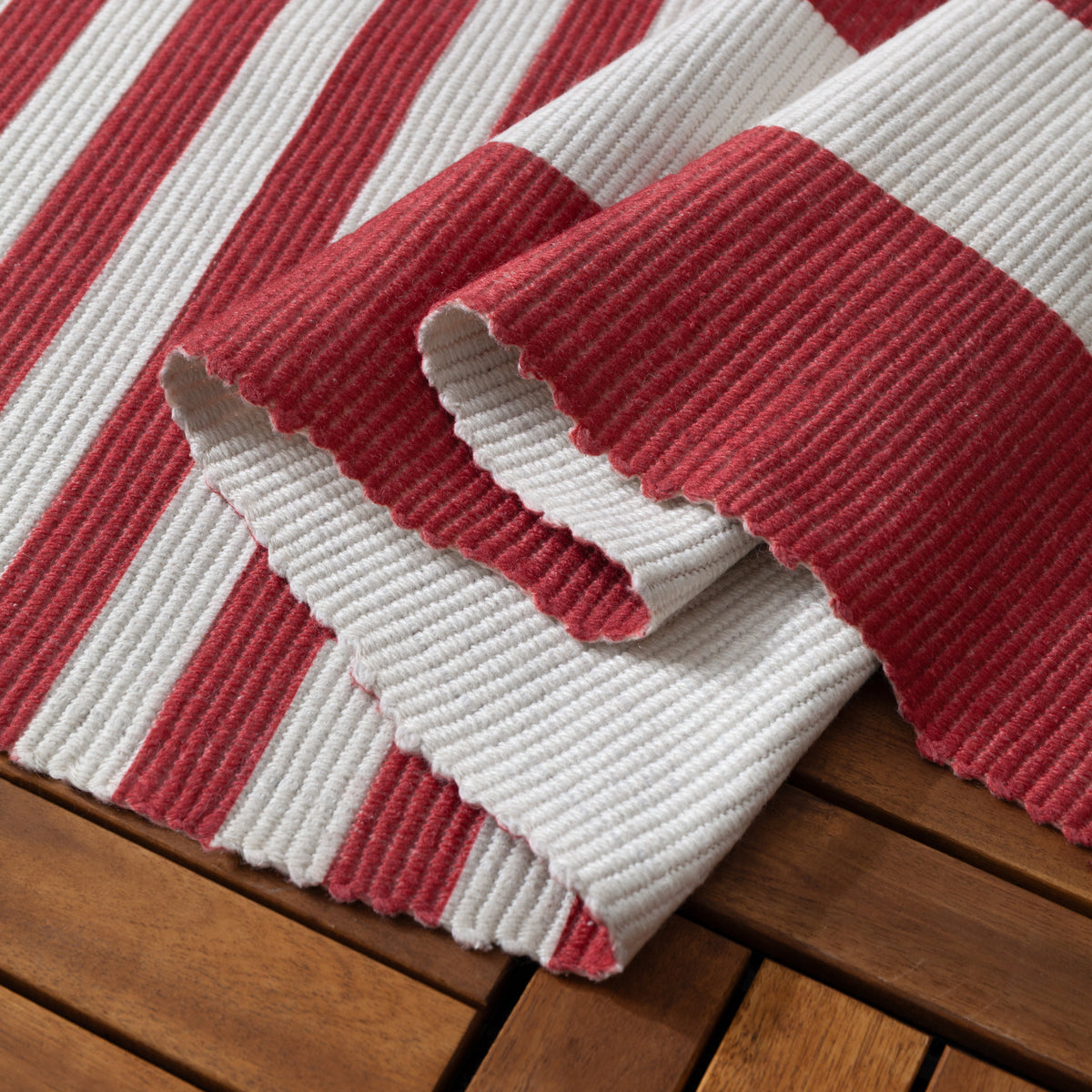 Tapis d'extérieur – Deck Stripe / – White / Red – 120  ×  170cm