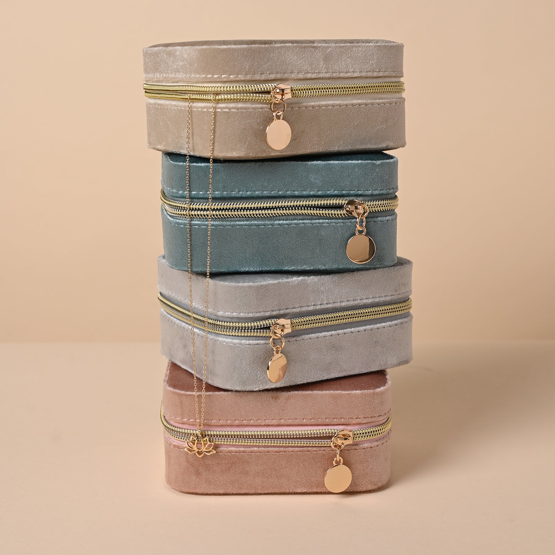 Boite à bijoux en velours - Rose