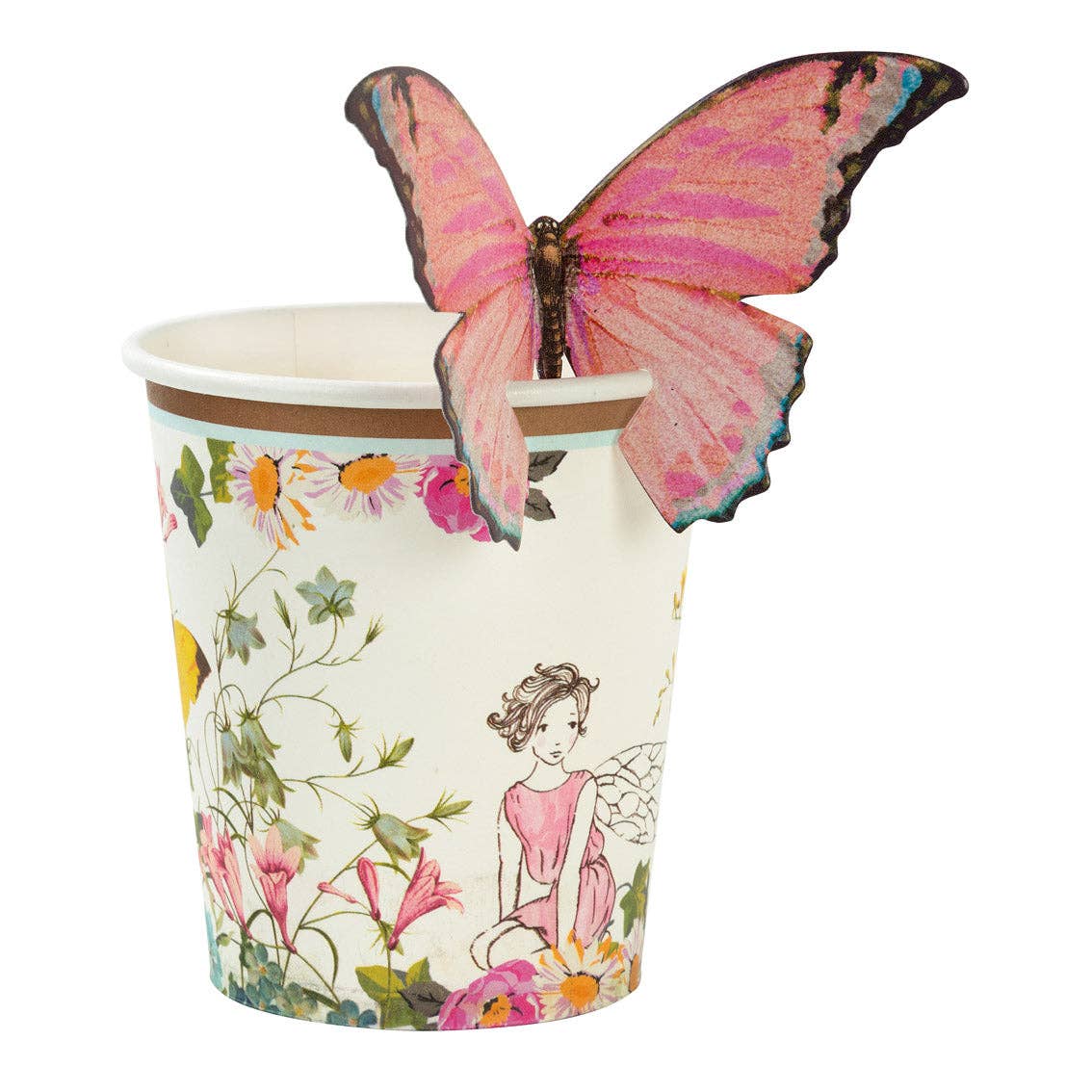 Gobelets en carton Truly Fairy avec motif papillon, paquet de 12