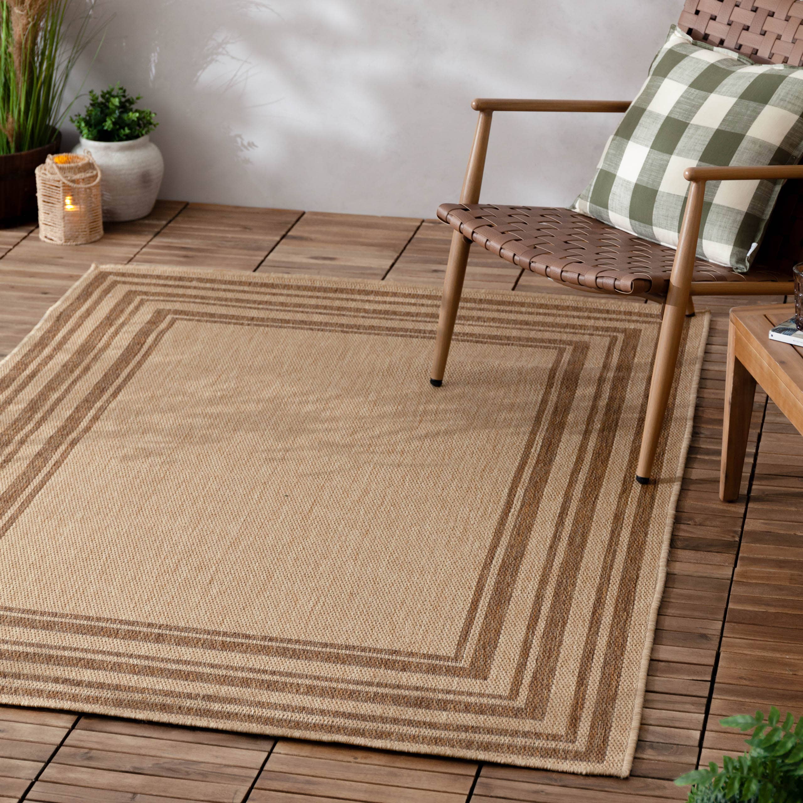 Tapis d'intérieur/extérieur effet jute Camber Naturel: Naturel / 120 x 170 cm