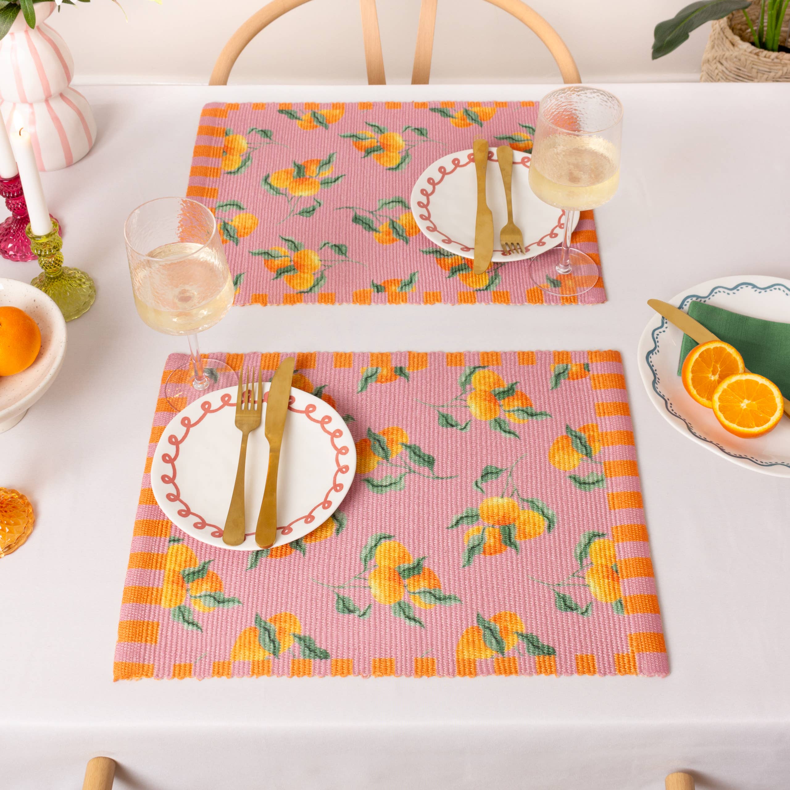 Set de 4 sets de table oranges pour intérieur/extérieur rose: Rose / 46 x 36 cm