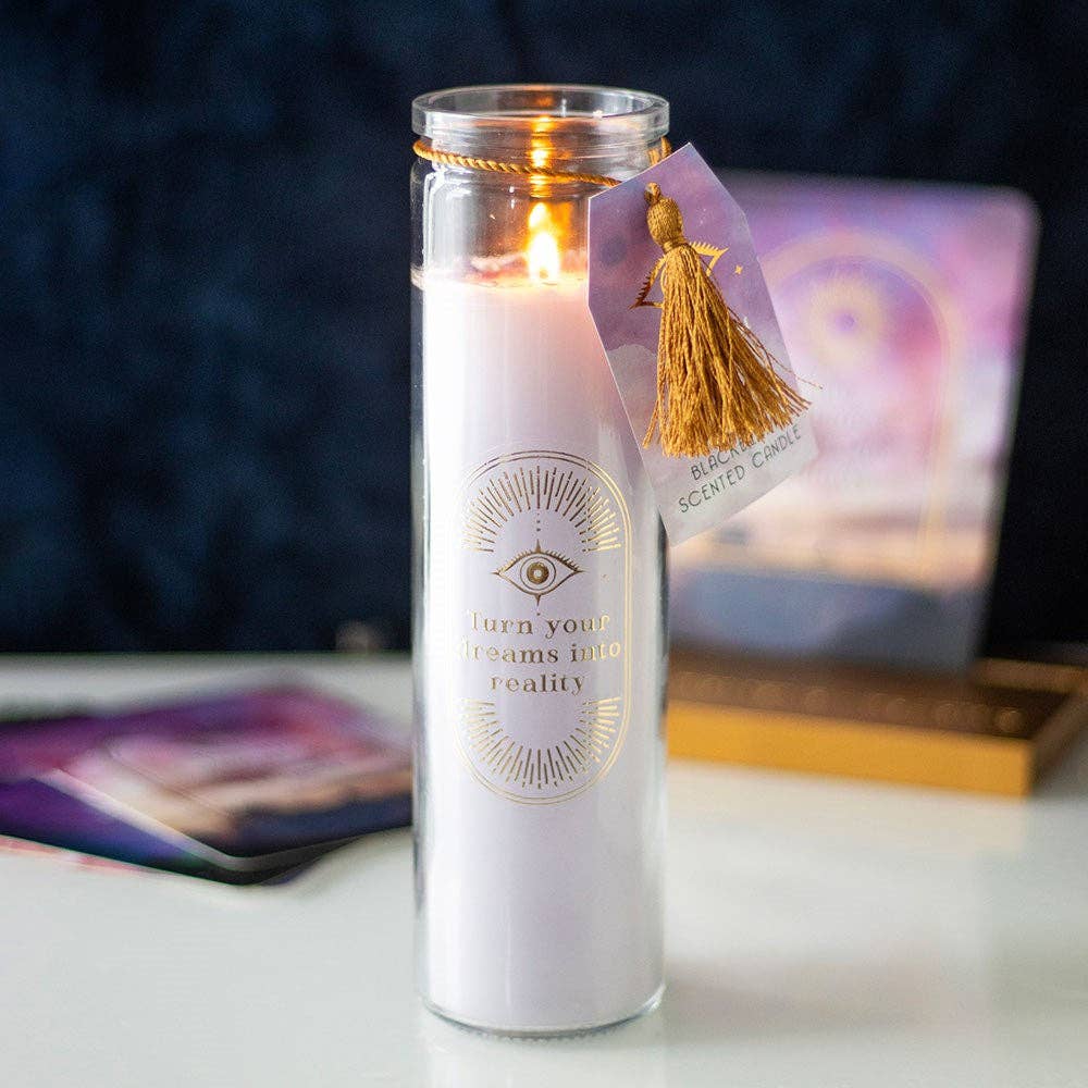 Bougie tube parfumée à la mûre avec cristaux d'améthyste