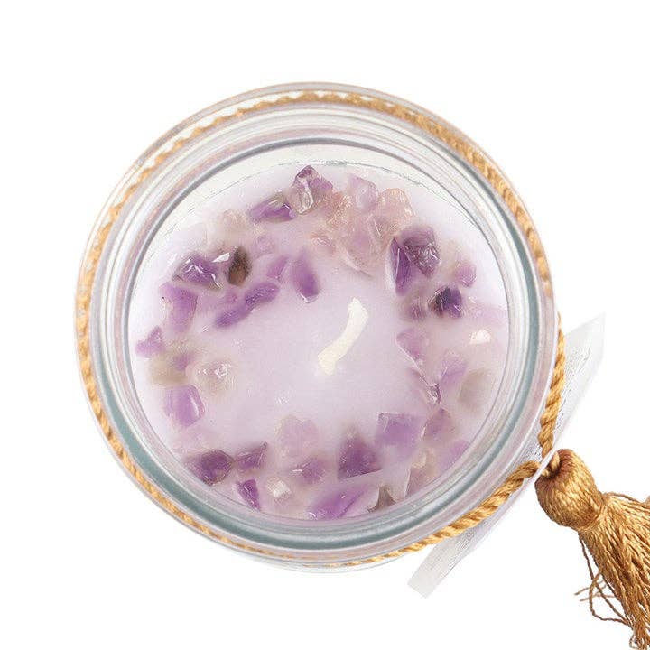 Bougie tube parfumée à la mûre avec cristaux d'améthyste