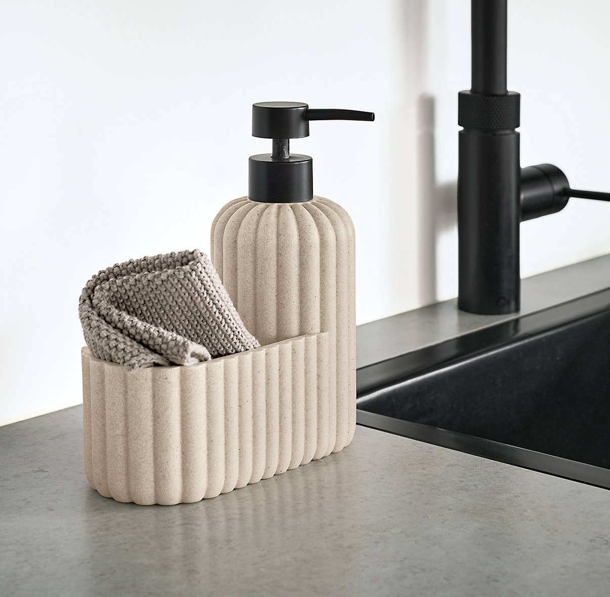 Organisateur d'évier, résine de poly, beige