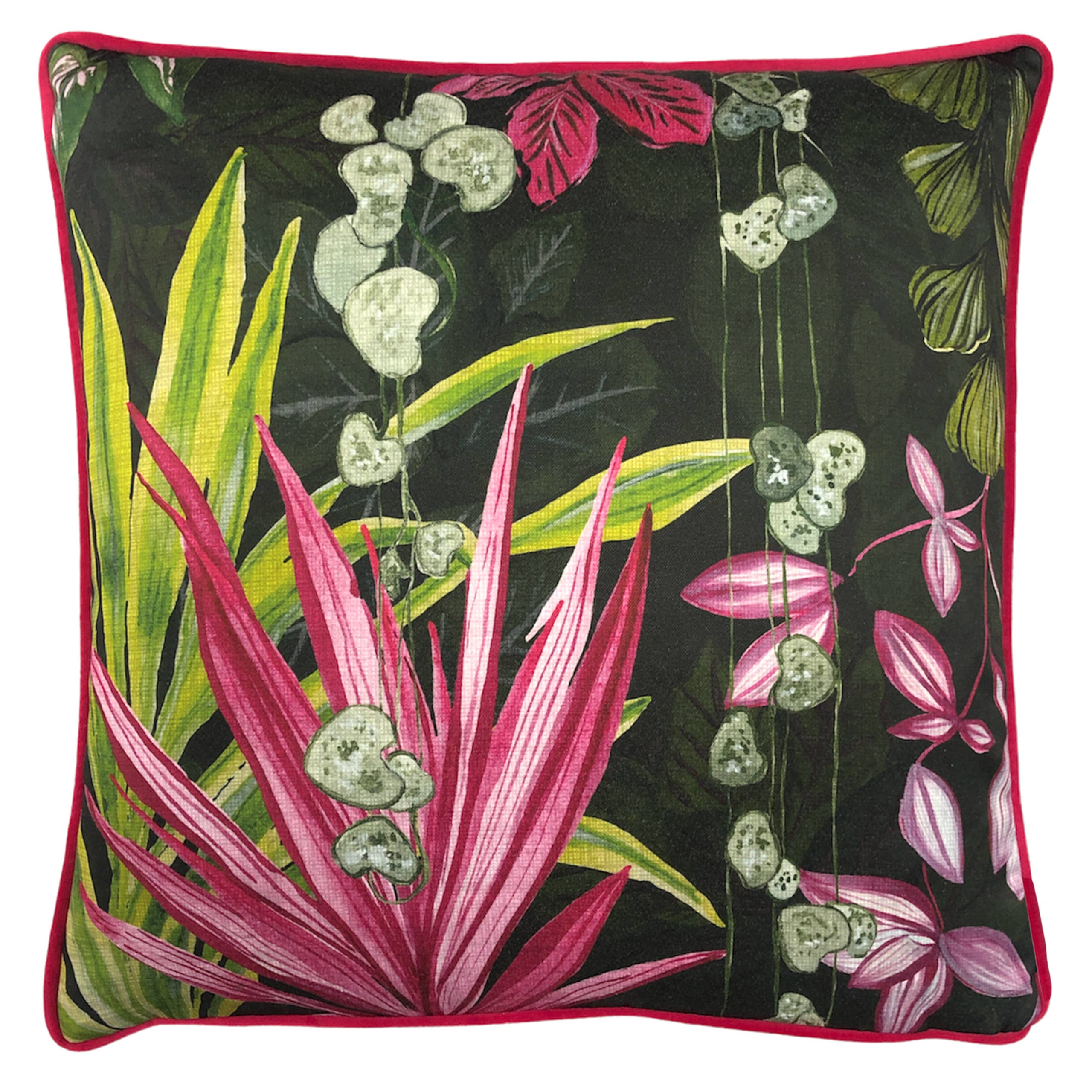 Coussin botanique Veadeiros rose: Rose / Garni en polyester / 30 x 50 cm