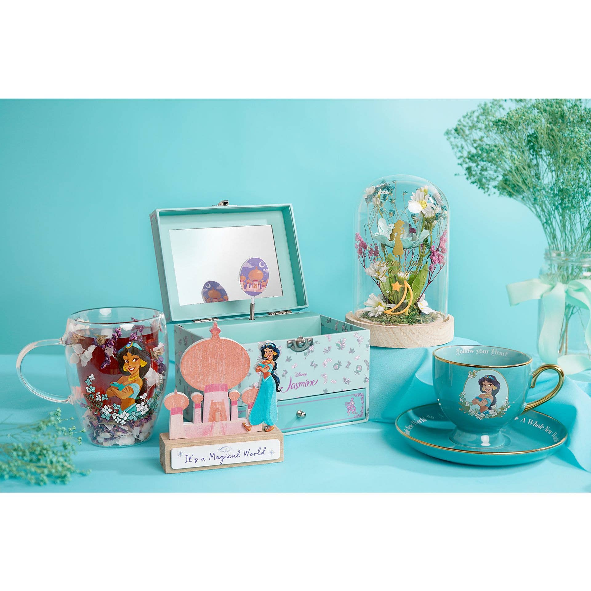Boîte à bijoux musicale princesse pastel Disney - Jasmine