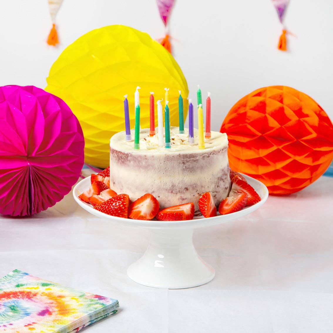 Bougies d'anniversaire à flammes colorées - lot de 12