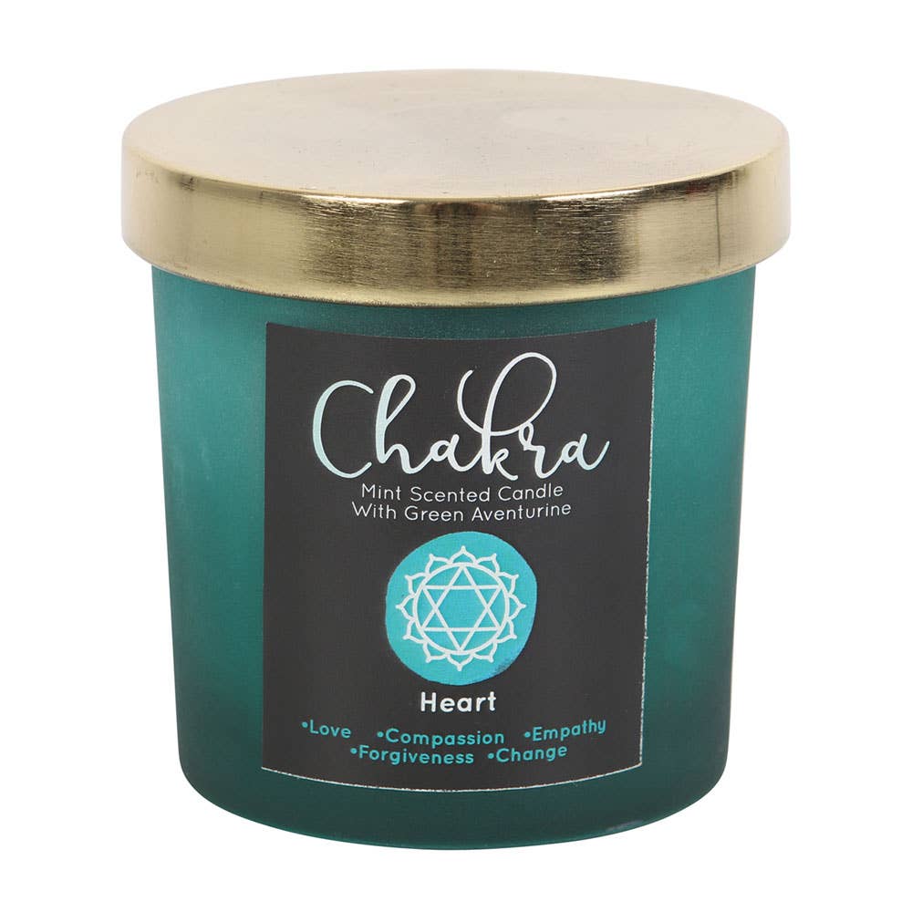 Bougie en cristaux de menthe pour chakra du cœur