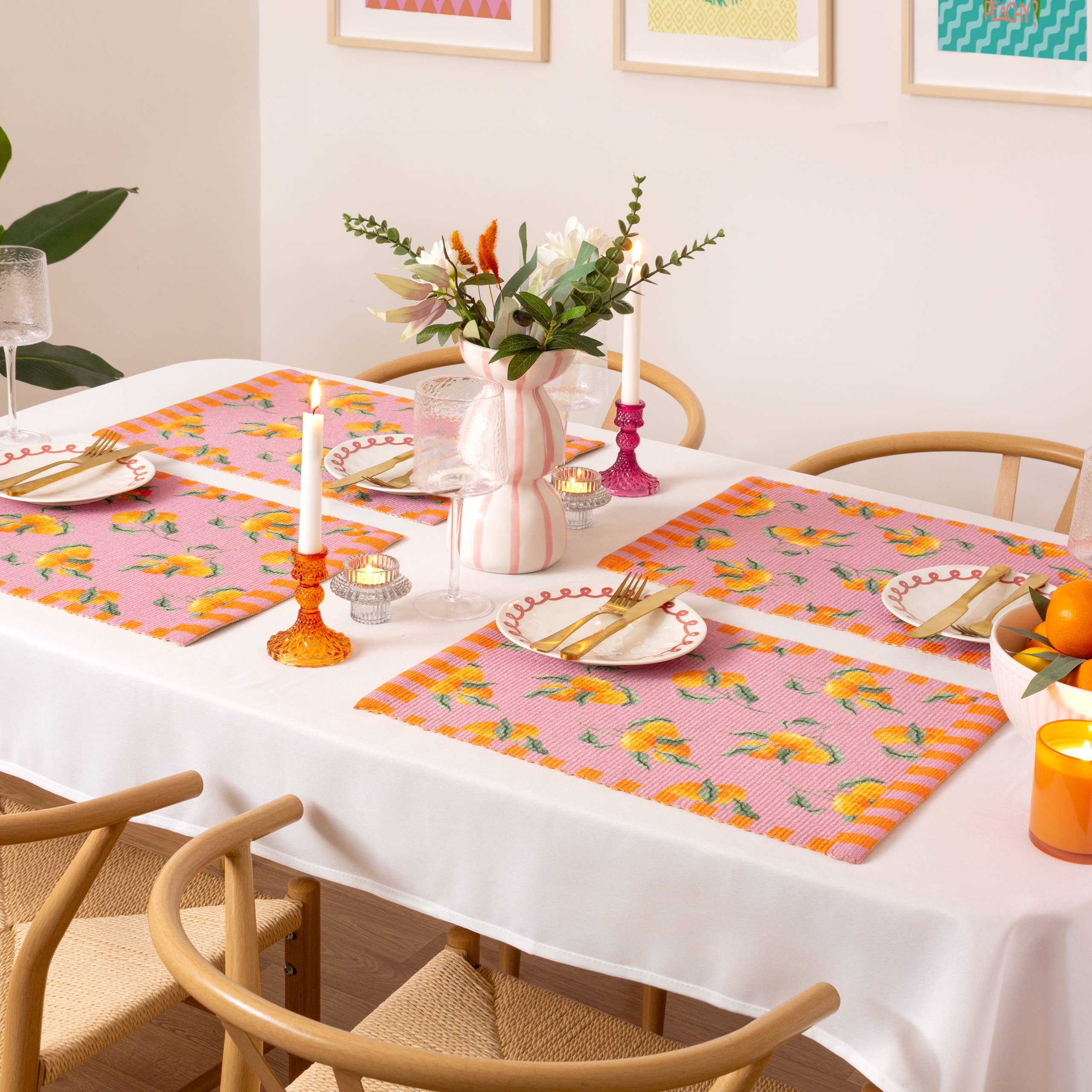 Set de 4 sets de table oranges pour intérieur/extérieur rose: Rose / 46 x 36 cm