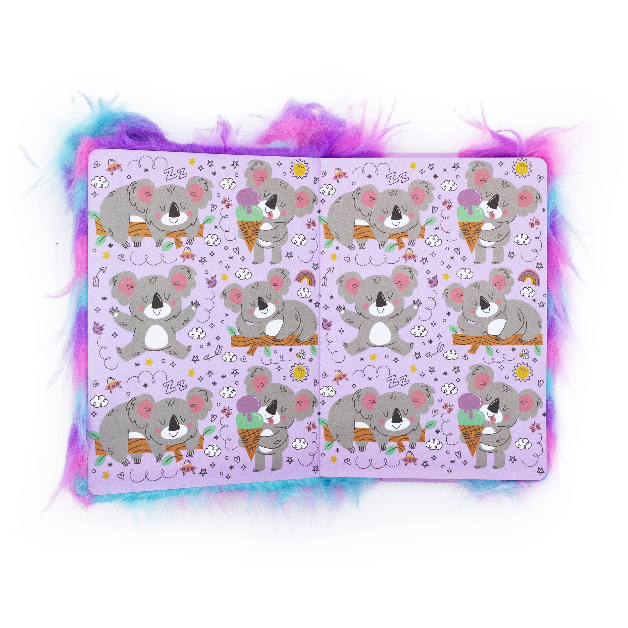 Carnet en peluche Koala ébouriffé – Journal doux A5 ligné pour enfants