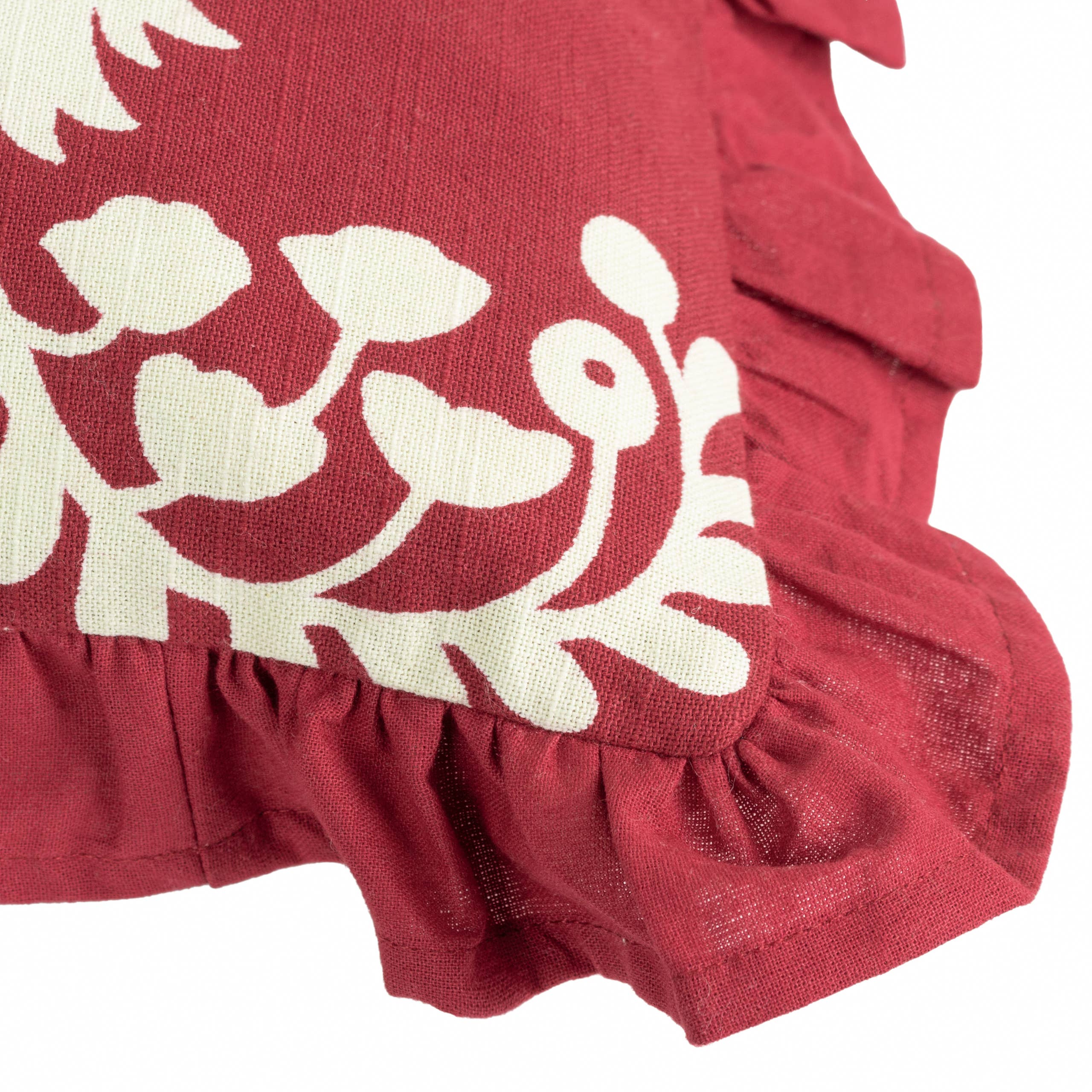 Coussin à franges plissées Montrose Redcurrent: Courant rouge / Garni en polyester / 50 x 50 cm