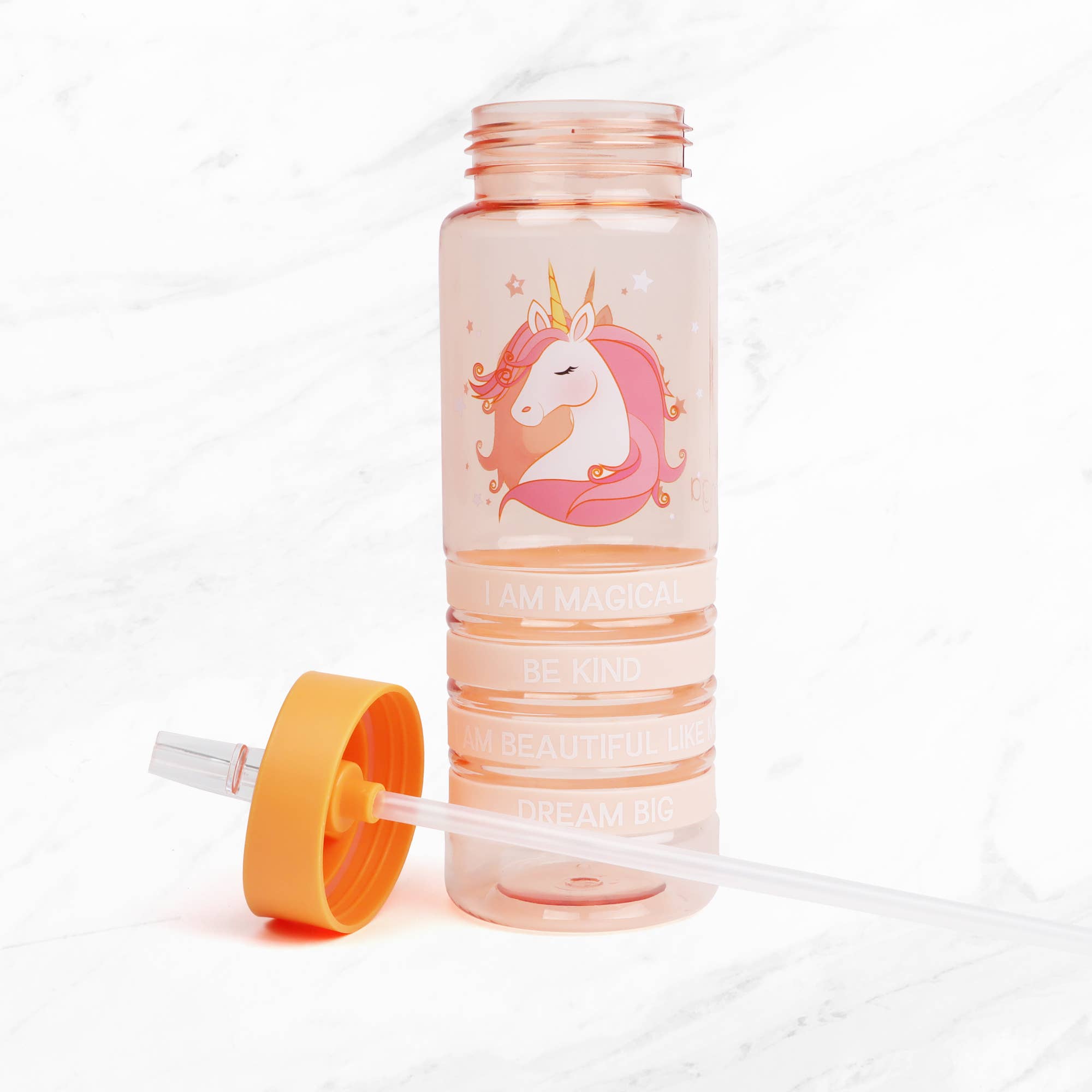 Bouteilles d'eau pour enfants avec licorne et bracelets de positivité
