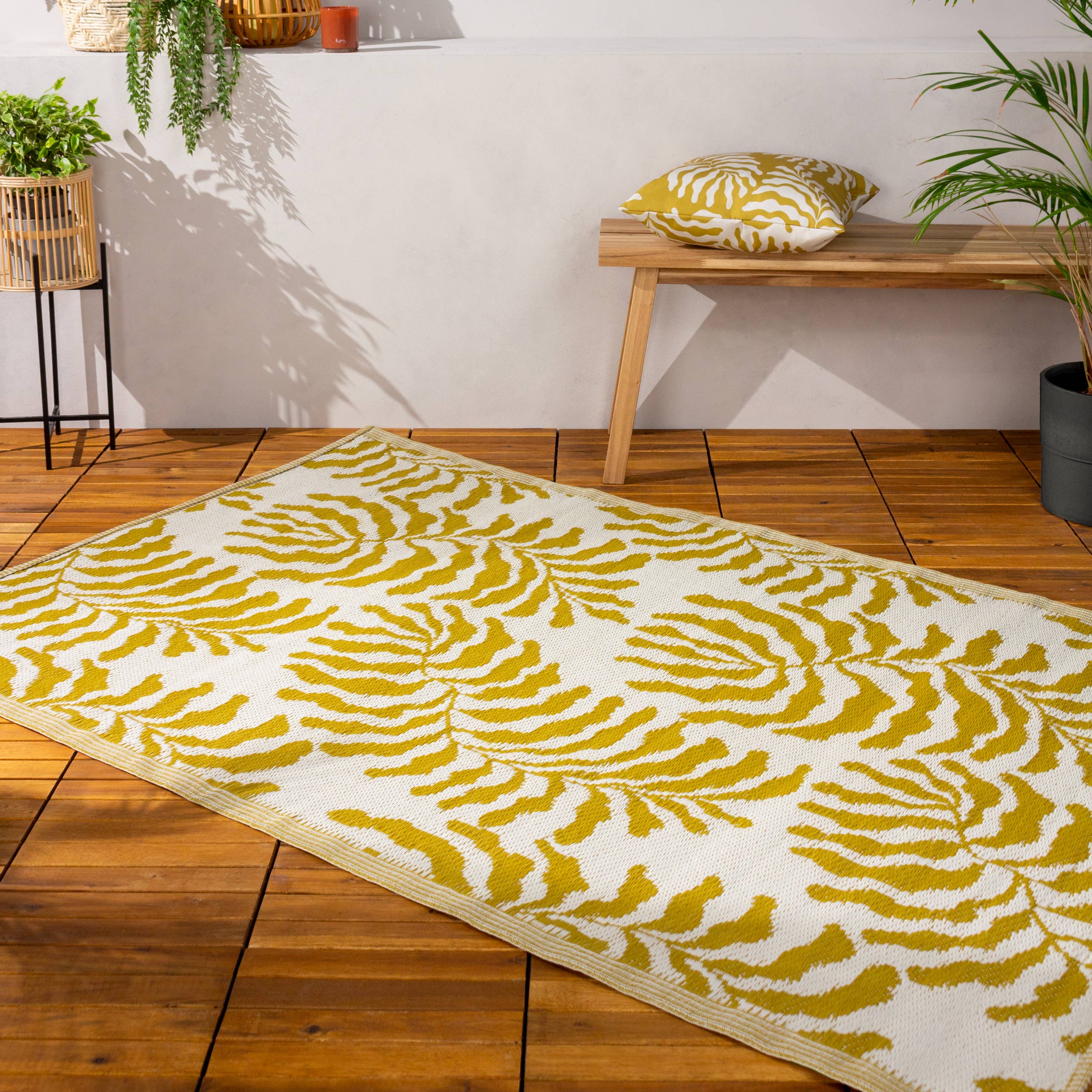 Tapis d'extérieur Tocorico 120 x 180 cm 100 % recyclé, couleur moutarde: Moutarde / 120 x 180 cm