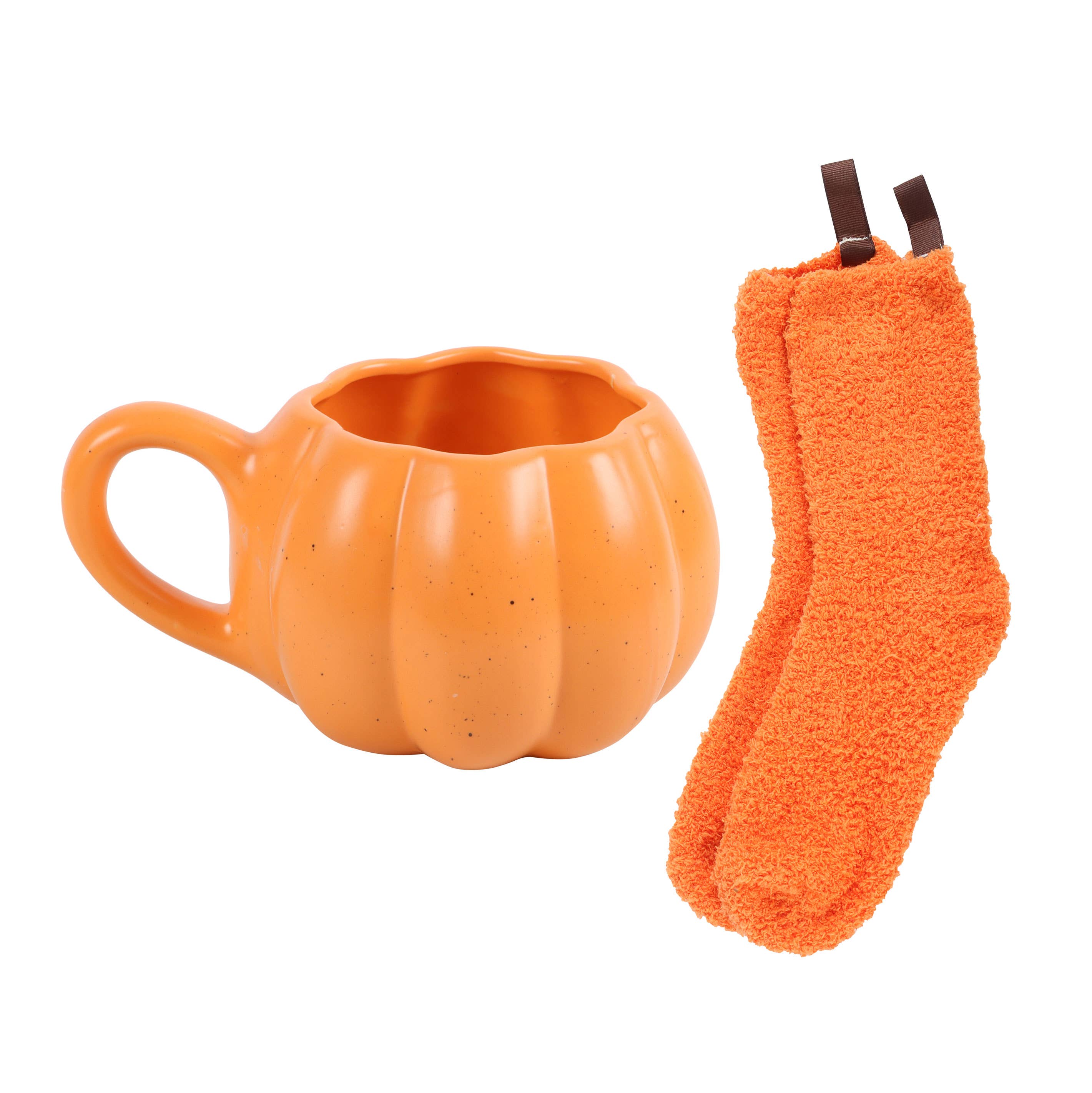 Ensemble tasse et chaussettes en forme de citrouille pour l'automne