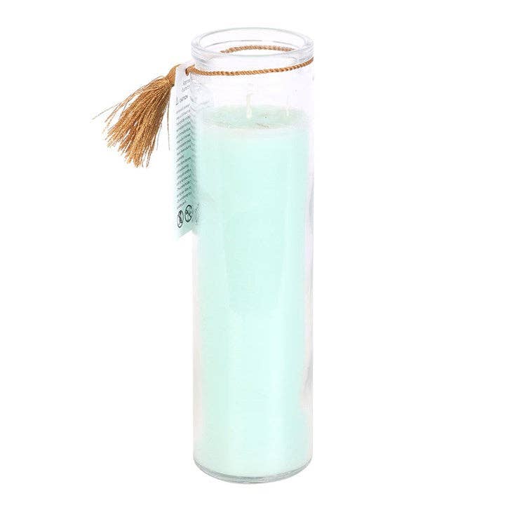 Bougie tube à sauge blanche avec cristaux de quartz clair