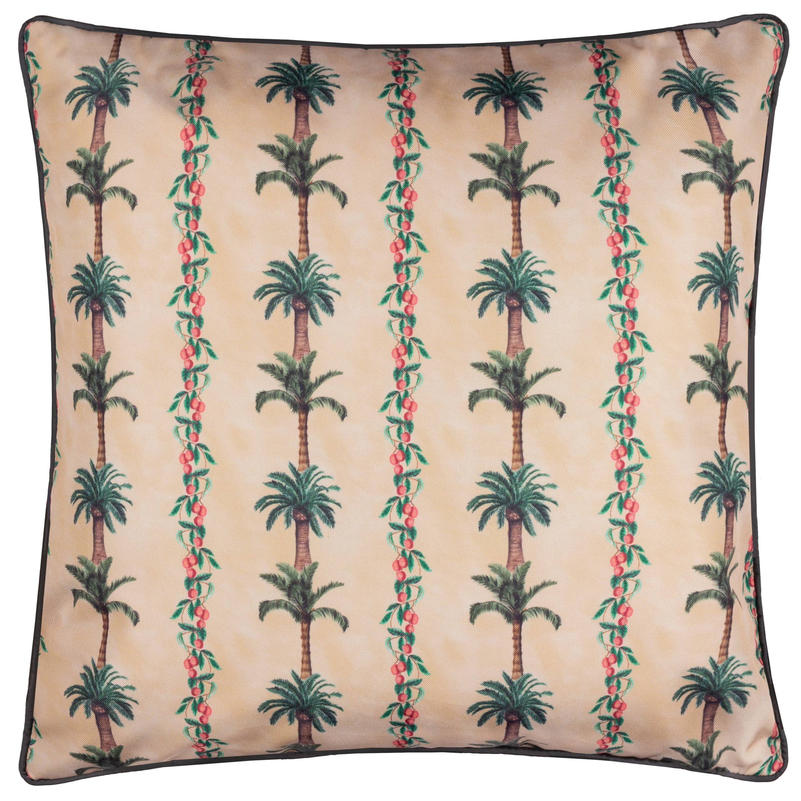 Coussin d'extérieur à rayures Palm Monkey Papyrus: Papyrus / Garni en polyester / 45 x 45 cm