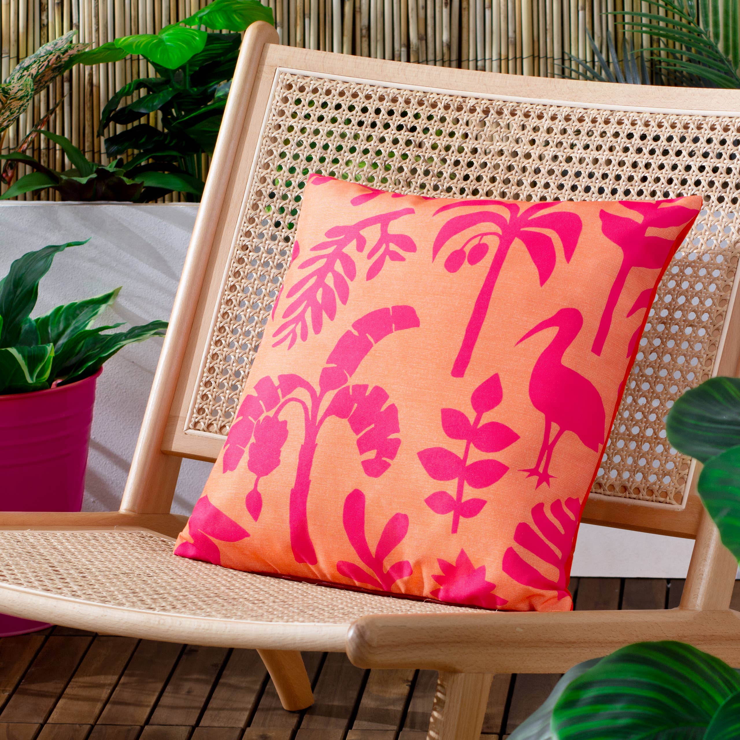 Coussin d'extérieur Marula Corail/Rose: Coral/Rose / Polyester / 43 x 43 cm