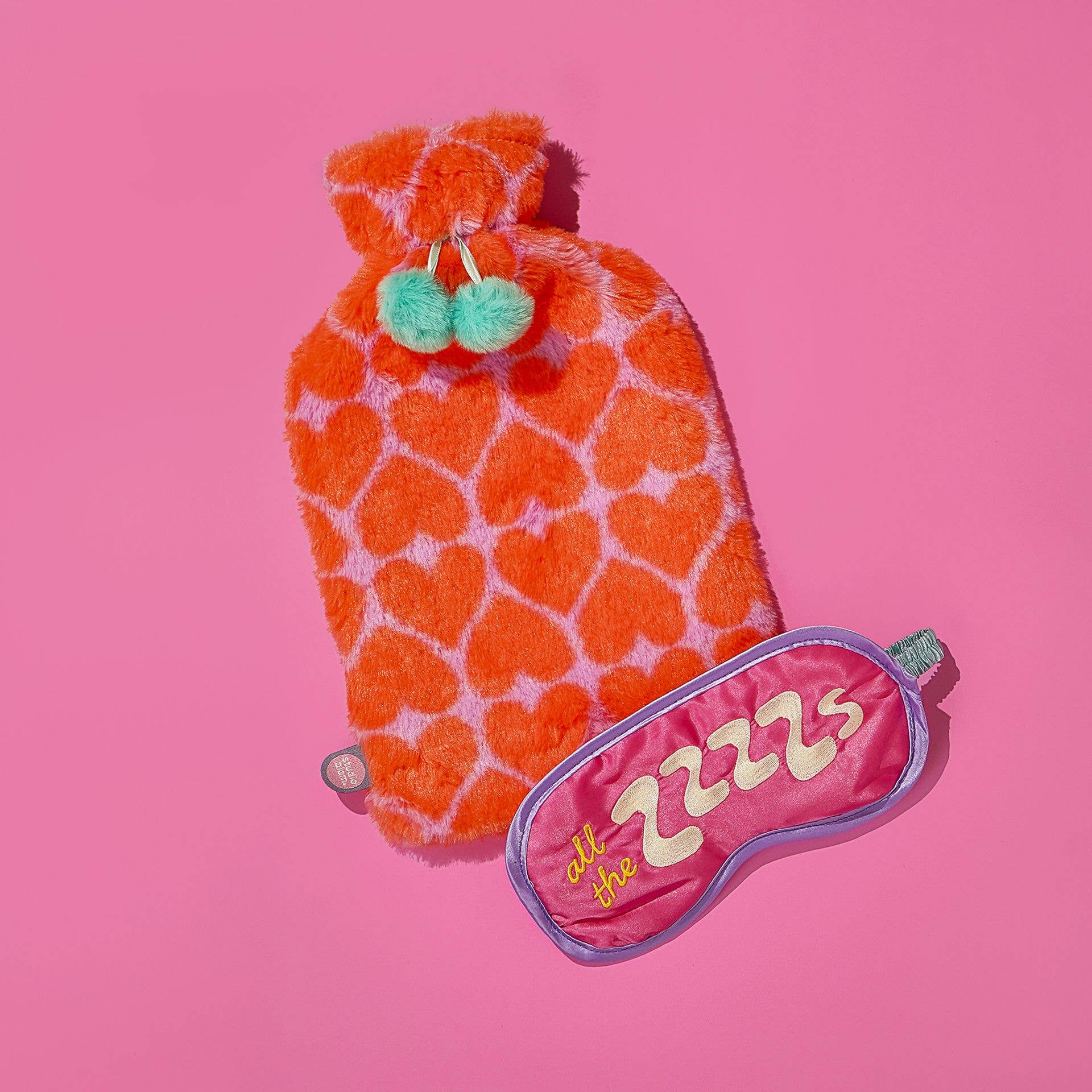 Studio Blom - Le câlin est réel - Bouillotte en fourrure 1,5L et masque pour les yeux en soie - Coffret cadeau