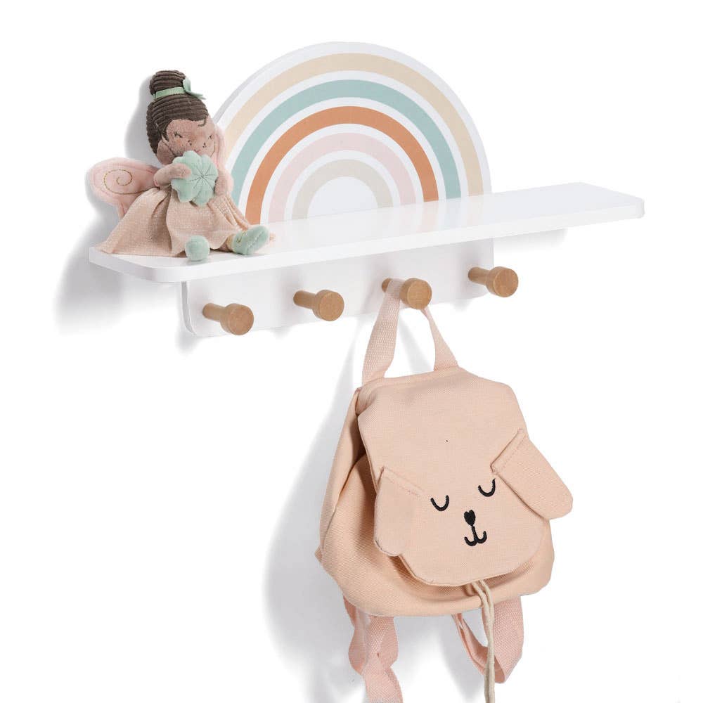 Patère murale pour enfants « Rainbow » en MDF et pin: Coloré / Environ 48 x 13 x 24 cm